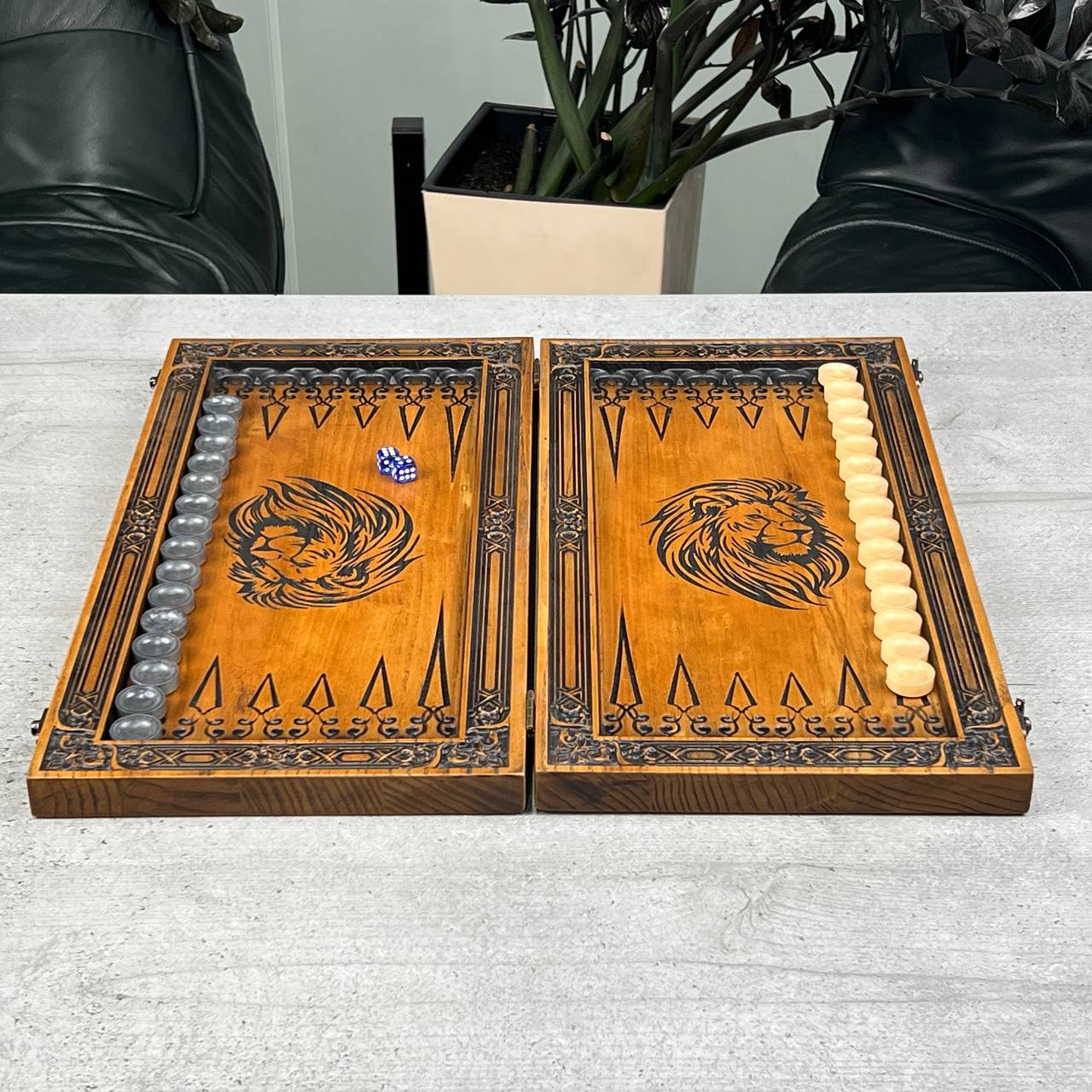 Lion Wooden Chess Set