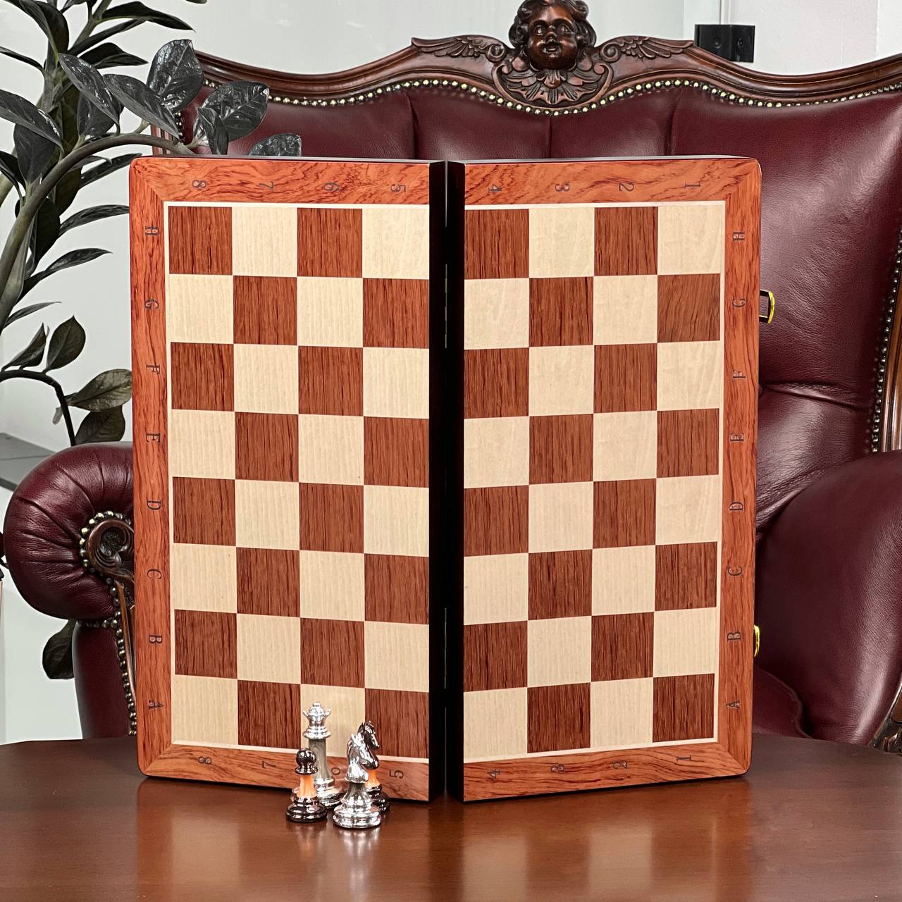 Luxury Wooden Chess Set with Acrylic Pieces – 17.7"