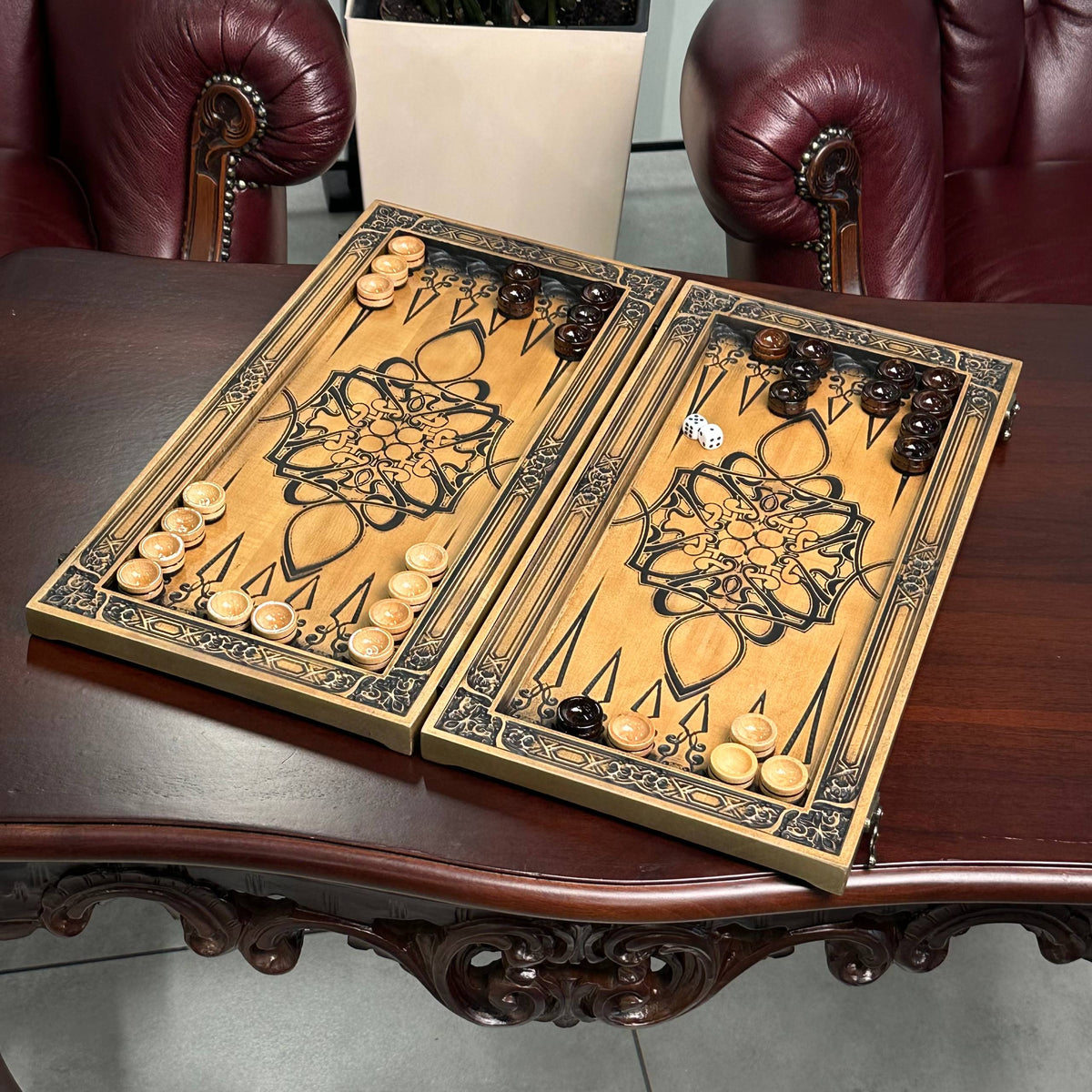 Backgammon en bois artisanal avec étoile de David – Cadeau haut de gamme, livraison gratuite dans le monde entier