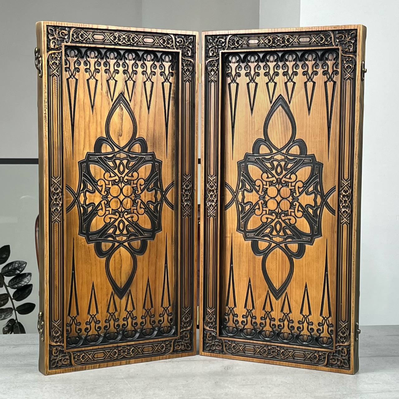 Holz-Backgammon „Drache“, 64×31×8cm, Art. 190169