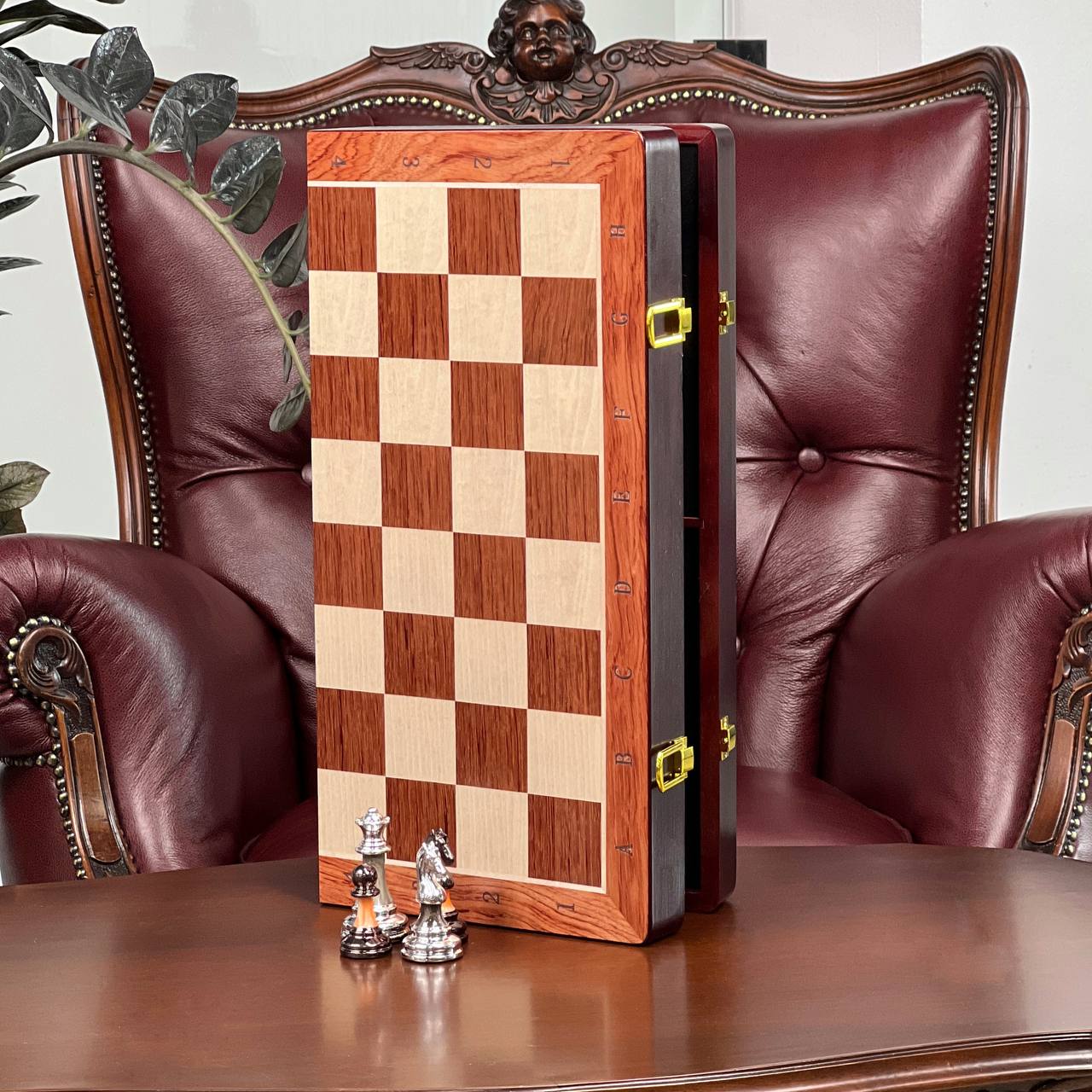 Luxury Wooden Chess Set with Acrylic Pieces – 17.7"