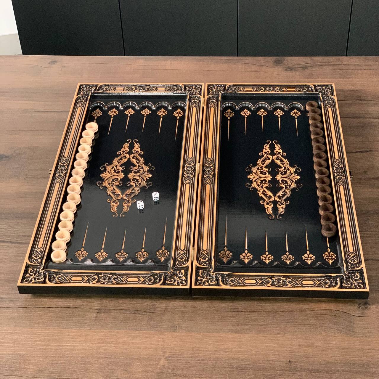 Jeu de backgammon en bois, 50×23 cm, beau design classique, prêt à offrir
