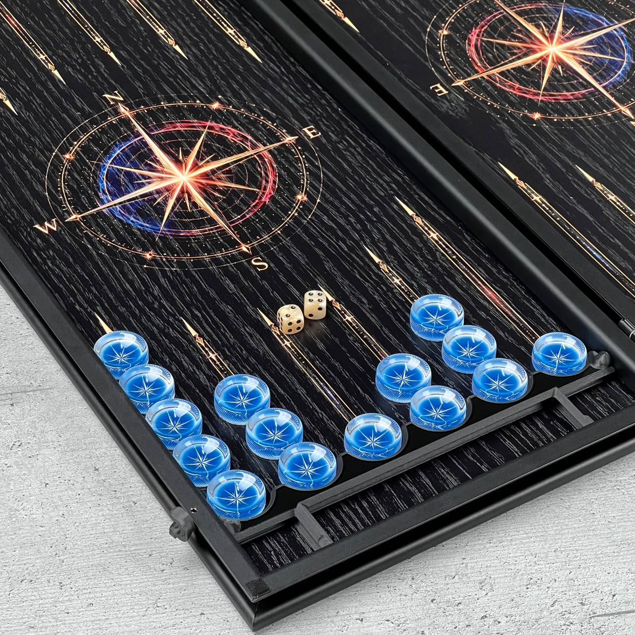 Guiding Star Wooden Backgammon Set – Oak & Aluminum, Large 24"
