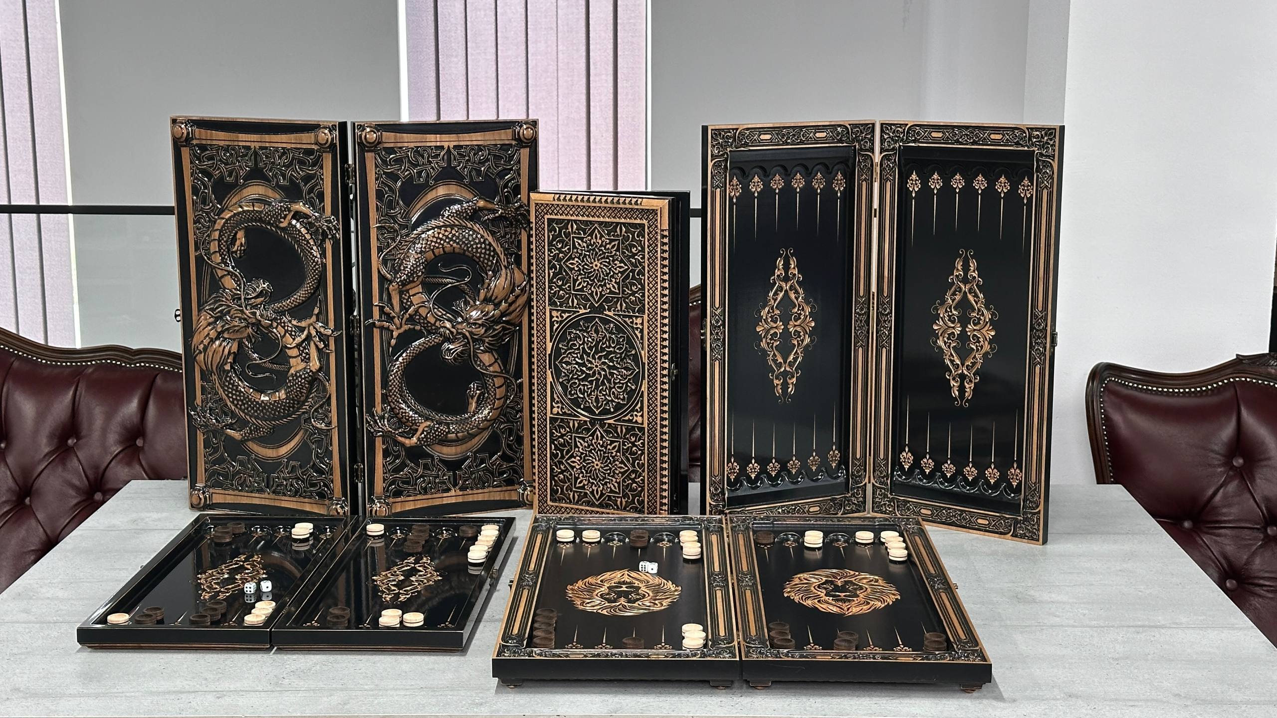 Wooden backgammon sets