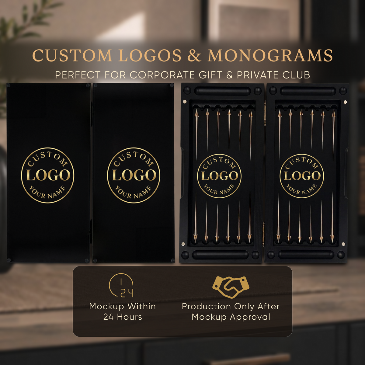 Compass Rose Collection Glass & Wood Backgammon Set