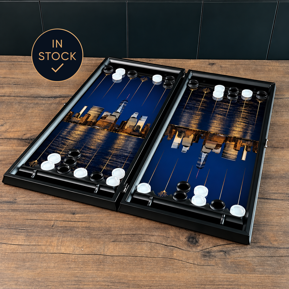 Exquisites Glas-Backgammon "Löwe" - 61×27 cm, Art. 250058. Individuell gestaltet. Geschenkfertig | Kostenloser Versand weltweit