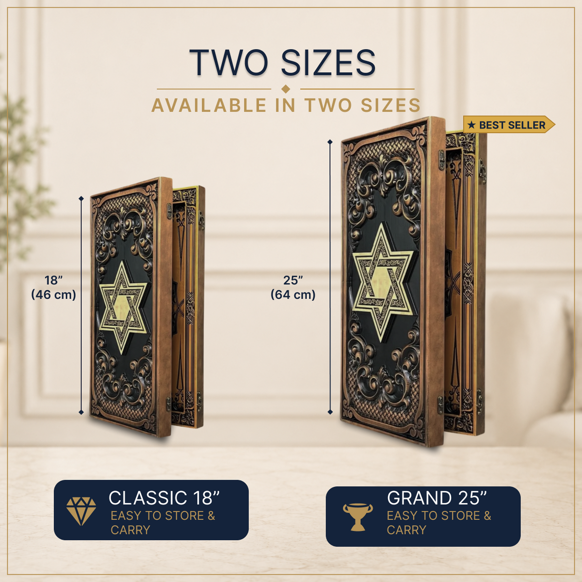 Star of David Wooden Backgammon Set – Ash Wood