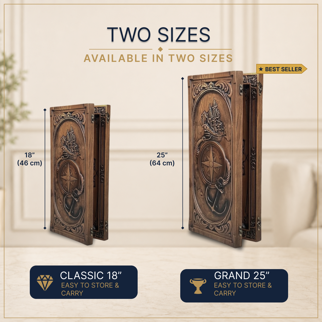 The Compass Wooden Backgammon Set – Ash Wood
