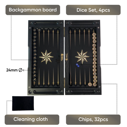 Luxury 19.7" Glass&Wood Backgammon sets | Premium Handcrafted Gift for Him, Husband, Anniversary