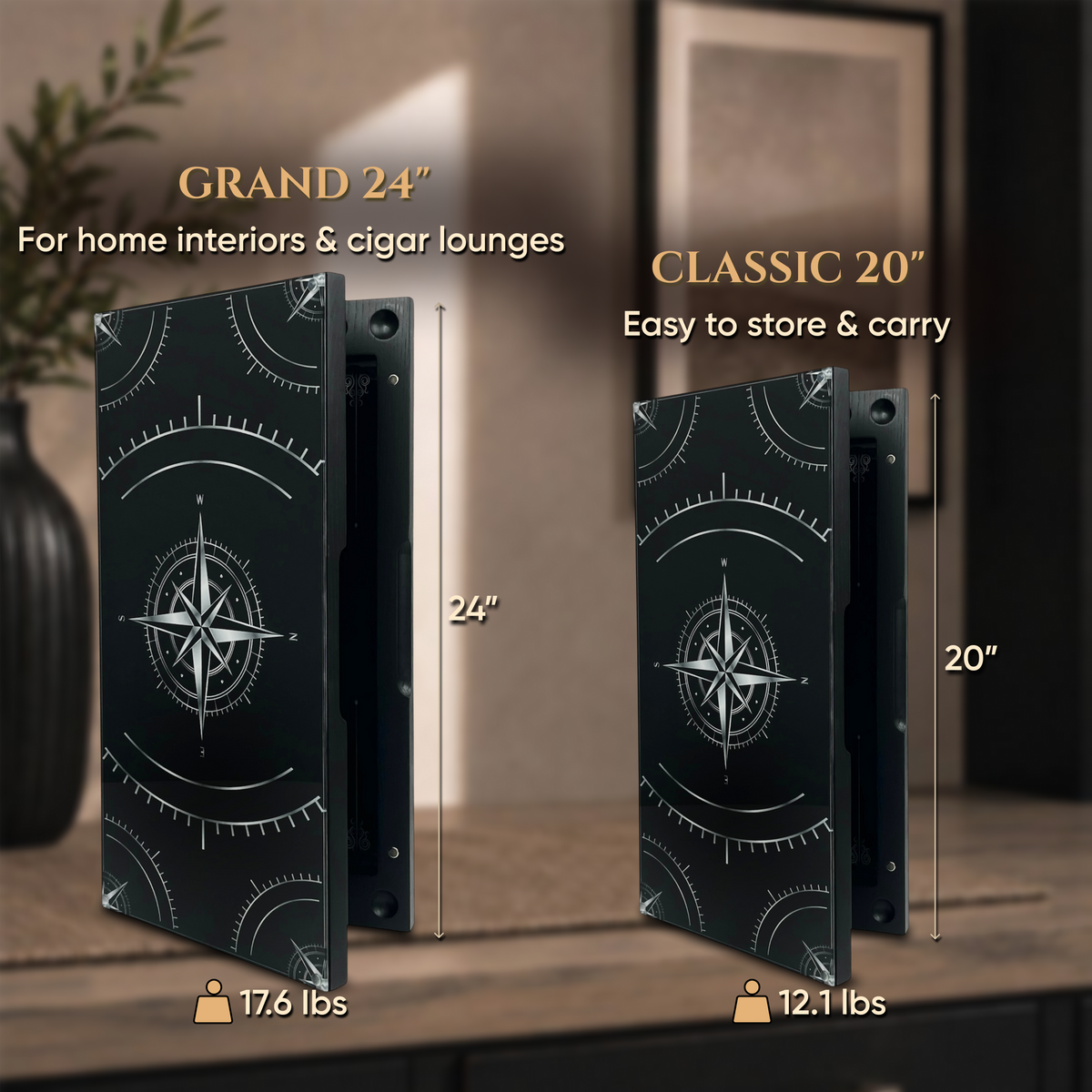 Compass Rose Collection Glass & Wood Backgammon Set
