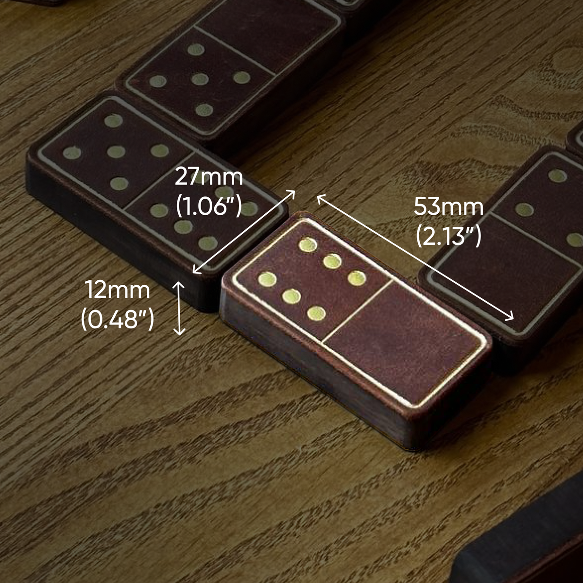 Domino Set Wood & Leather – Brown
