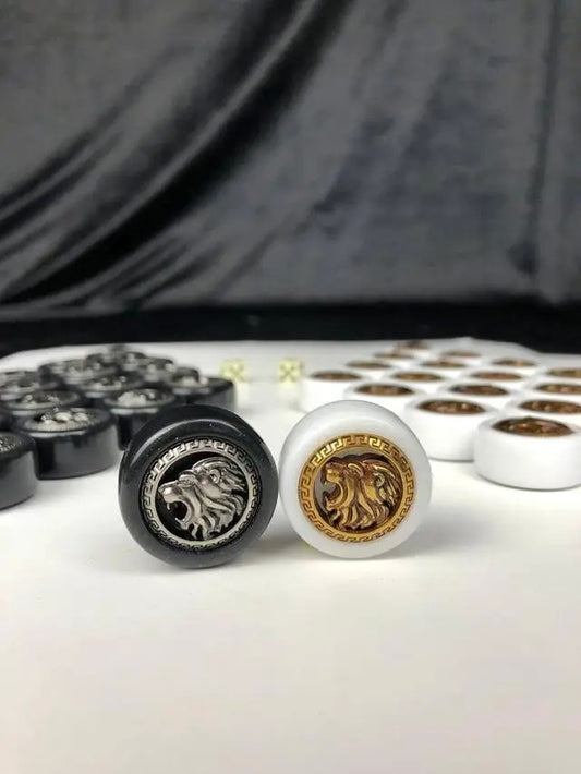 Jeu de damiers en pierre acrylique "Lion", 25 mm, art. 802812