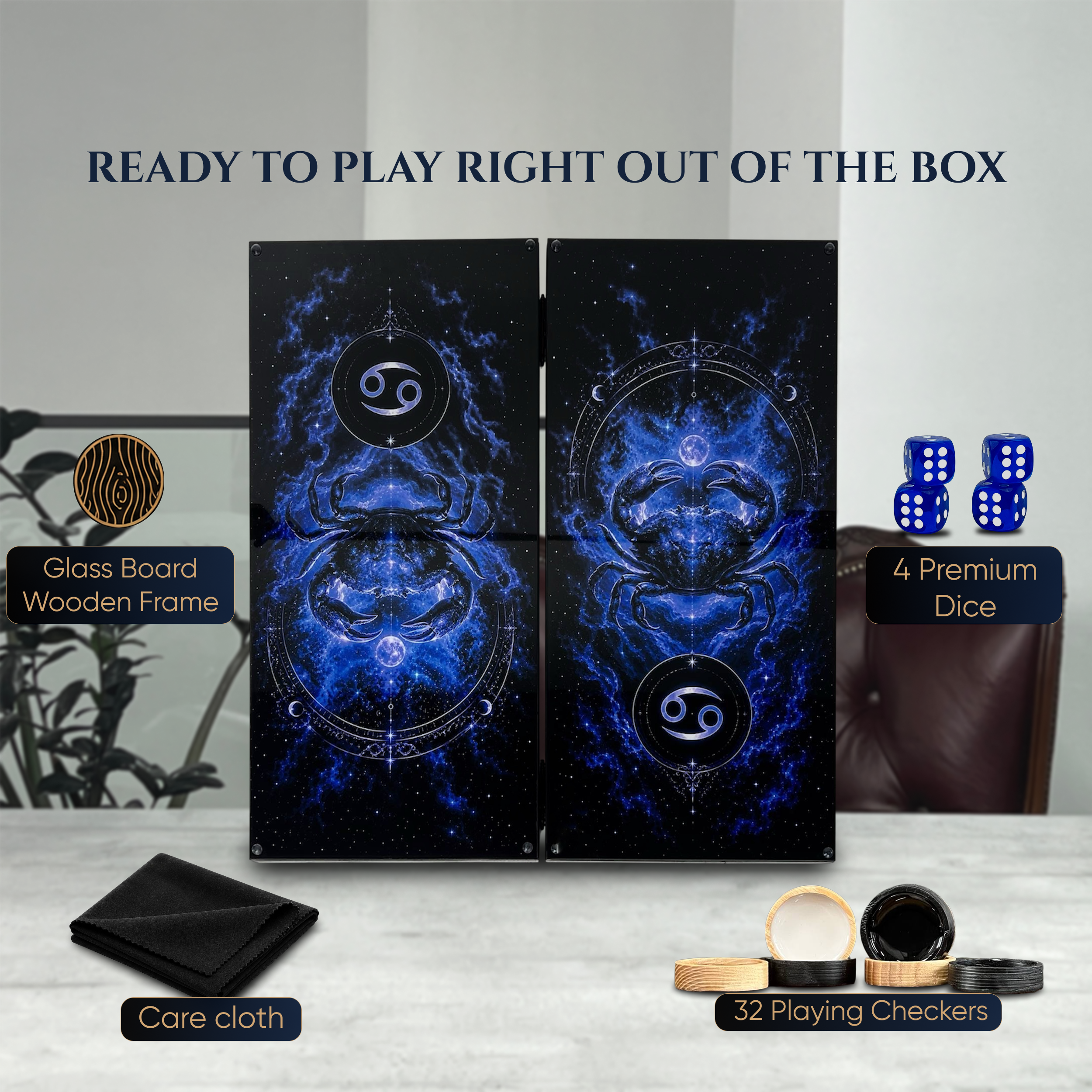 Cosmic Dragon Collection Glass & Wood Backgammon Set