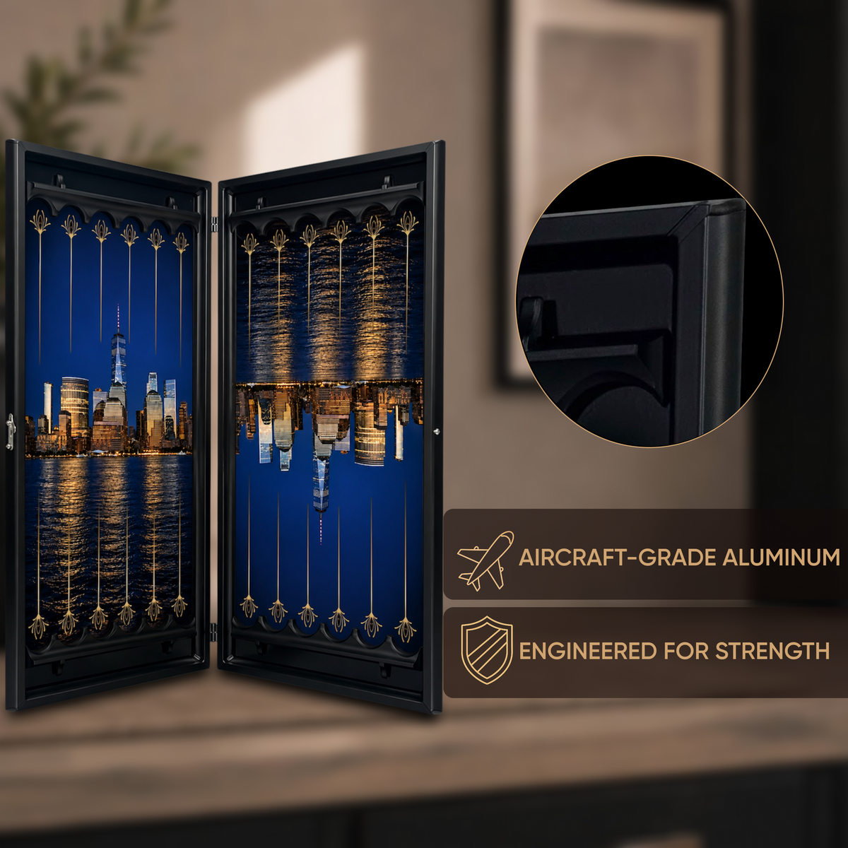 Exquisites Glas-Backgammon "Löwe" - 61×27 cm, Art. 250058. Individuell gestaltet. Geschenkfertig | Kostenloser Versand weltweit