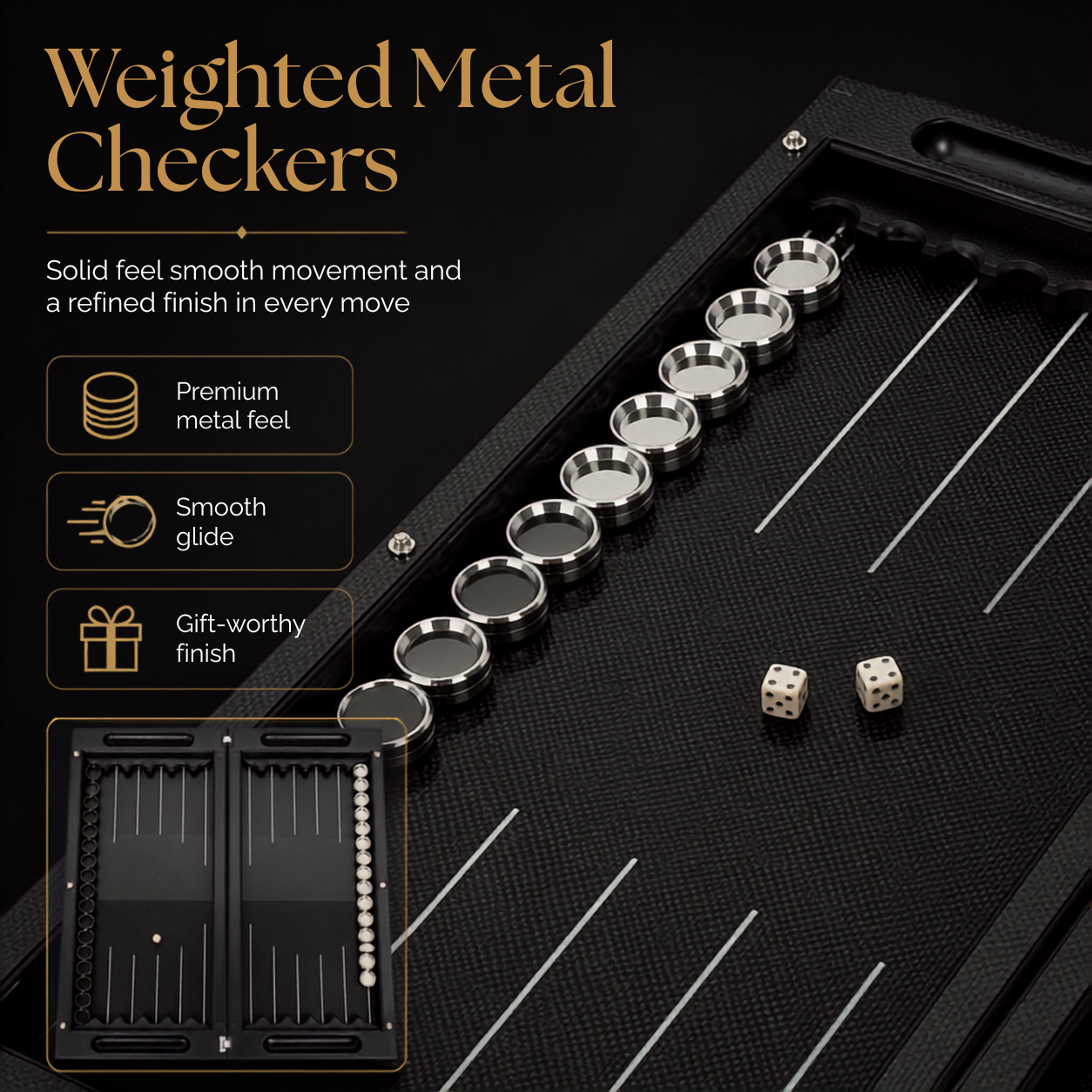 Jeu de backgammon de luxe VIP en carbone avec base en aluminium et carbone, 61 x 26,5 cm, prêt à offrir
