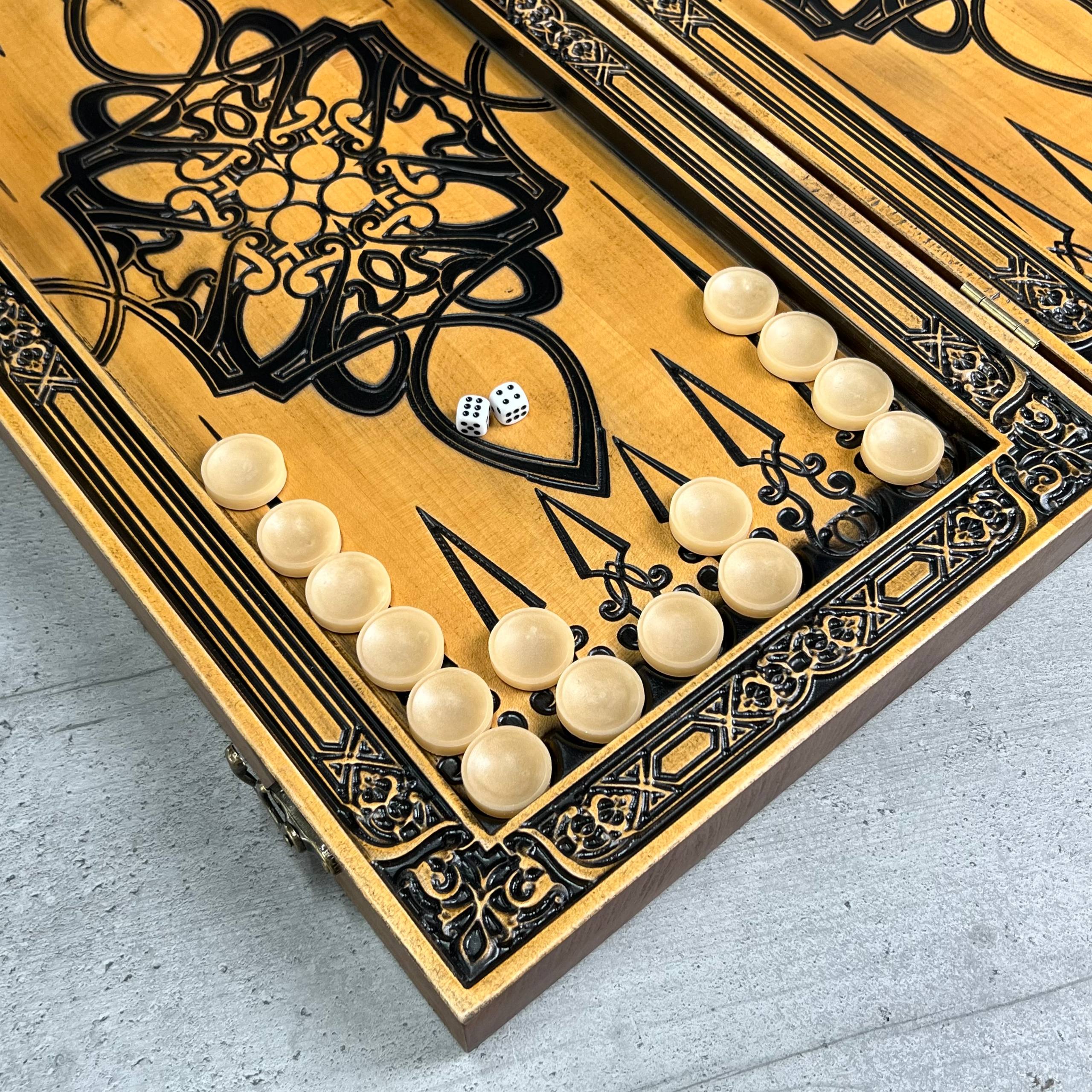 Backgammon-Brettspielset aus Holz 46*23cm, Geschenkfertig und personalisiert