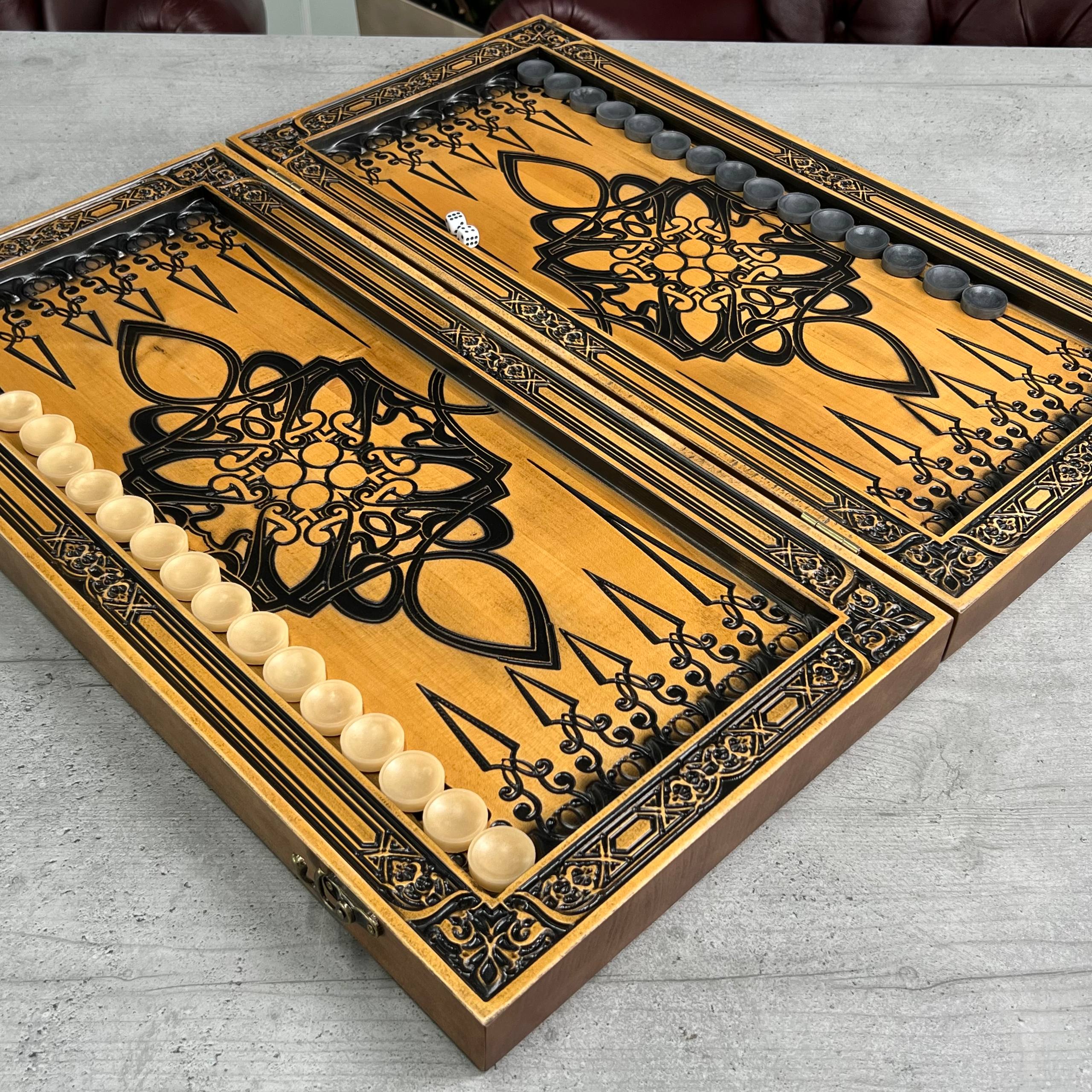 Backgammon-Brettspielset aus Holz 46*23cm, Geschenkfertig und personalisiert