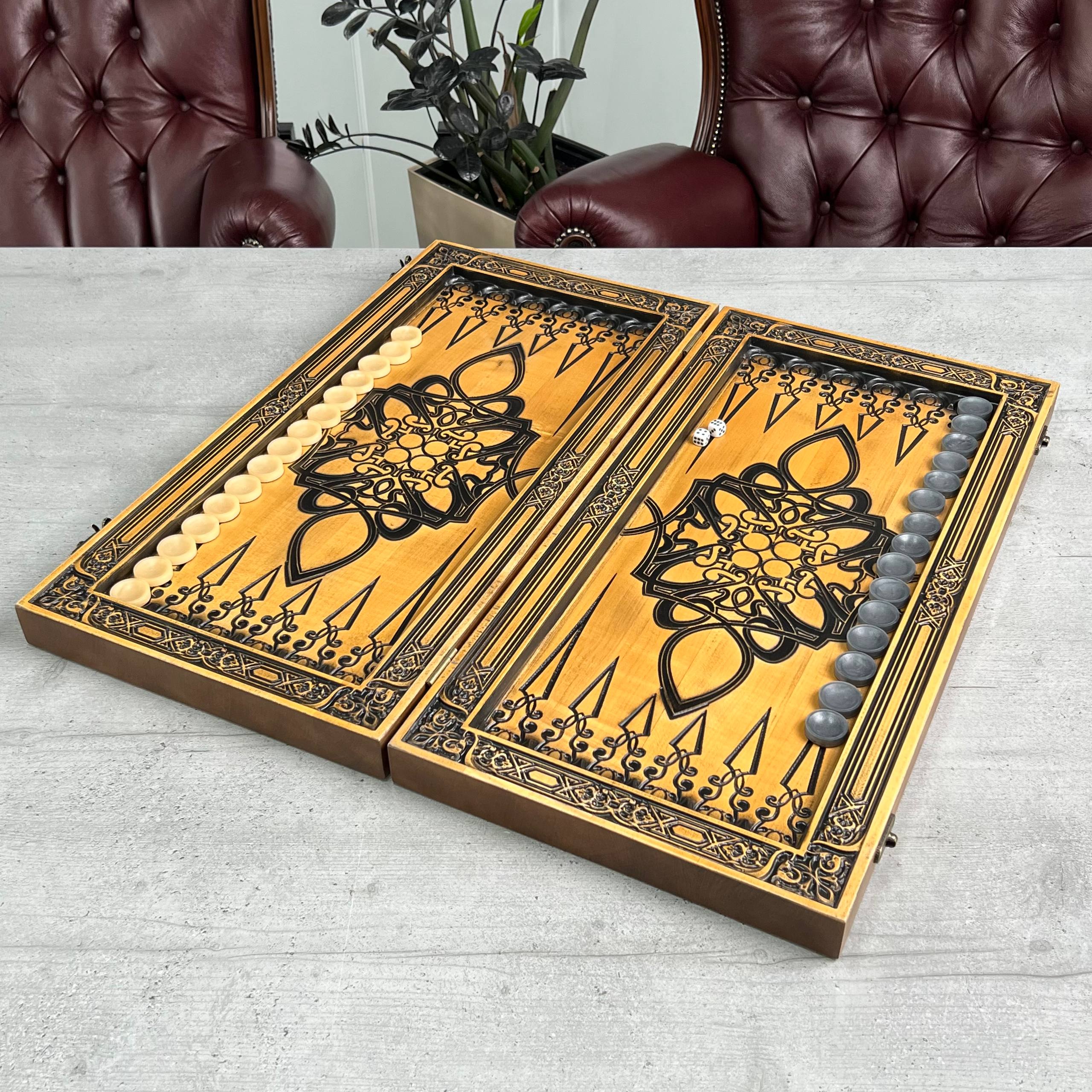 Backgammon-Brettspielset aus Holz 46*23cm, Geschenkfertig und personalisiert