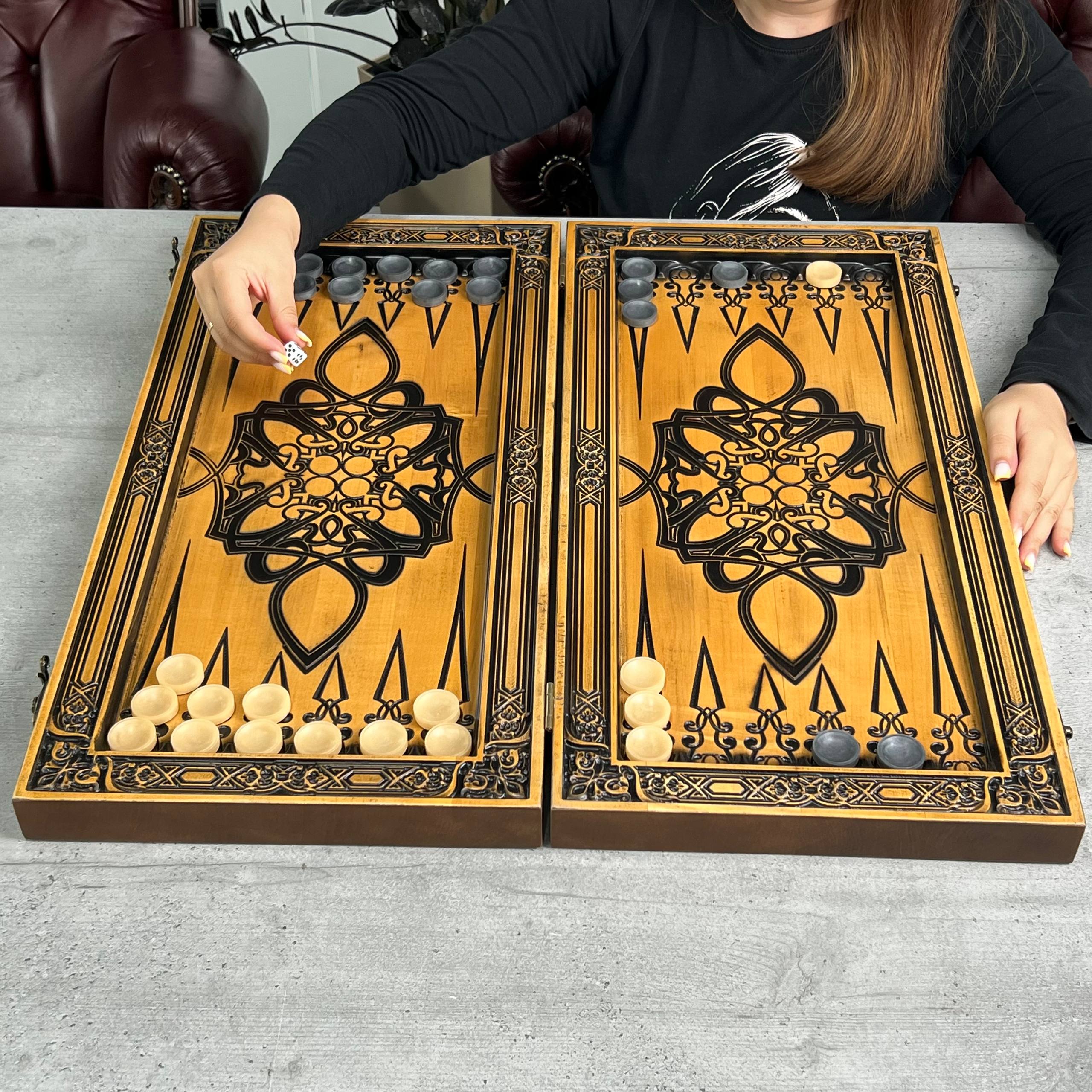 Jeu de backgammon en bois 46*23cm, prêt à offrir et personnalisé