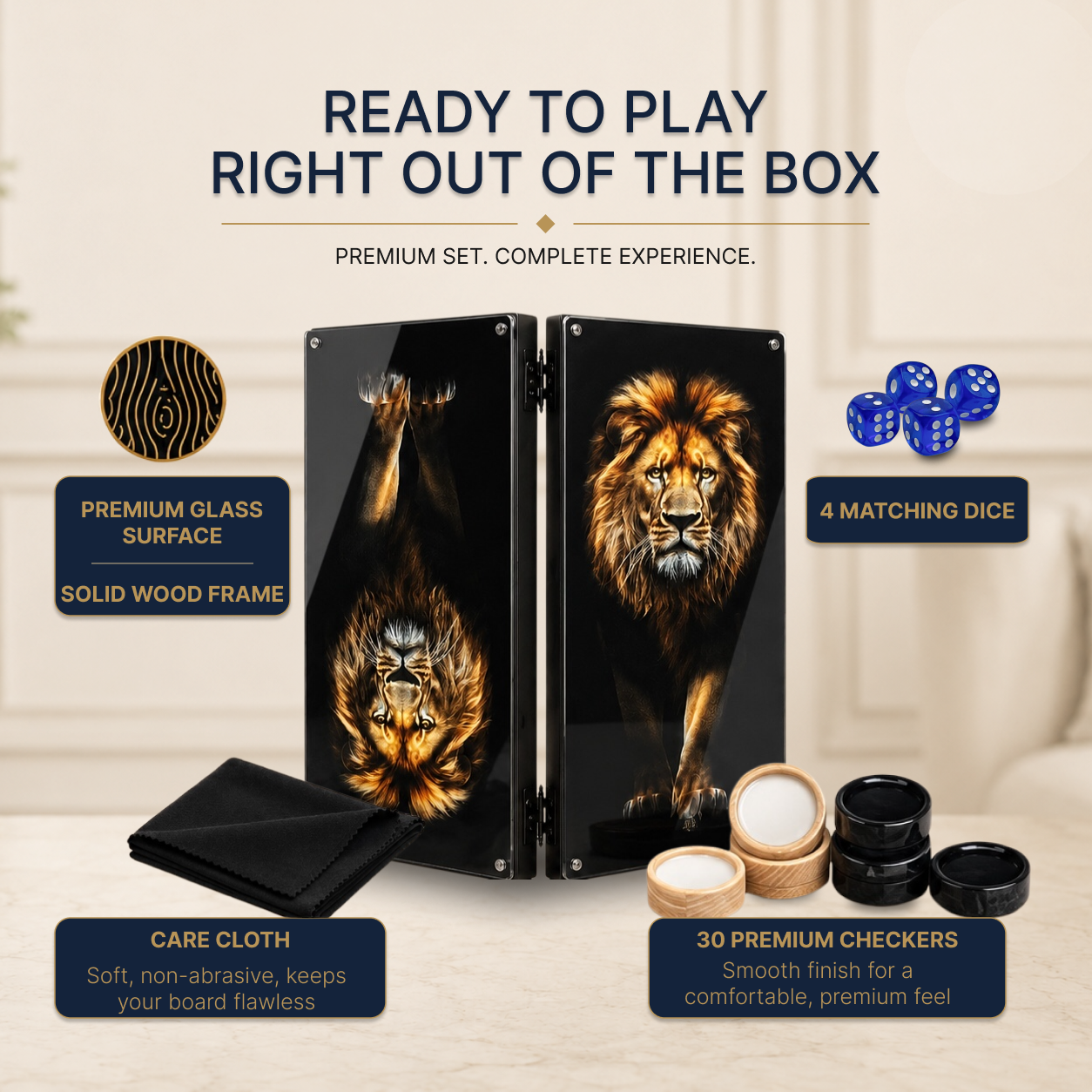 Jeu de backgammon de luxe en verre et bois – Impression UV carbone, personnalisable, prêt à offrir | Livraison internationale gratuite