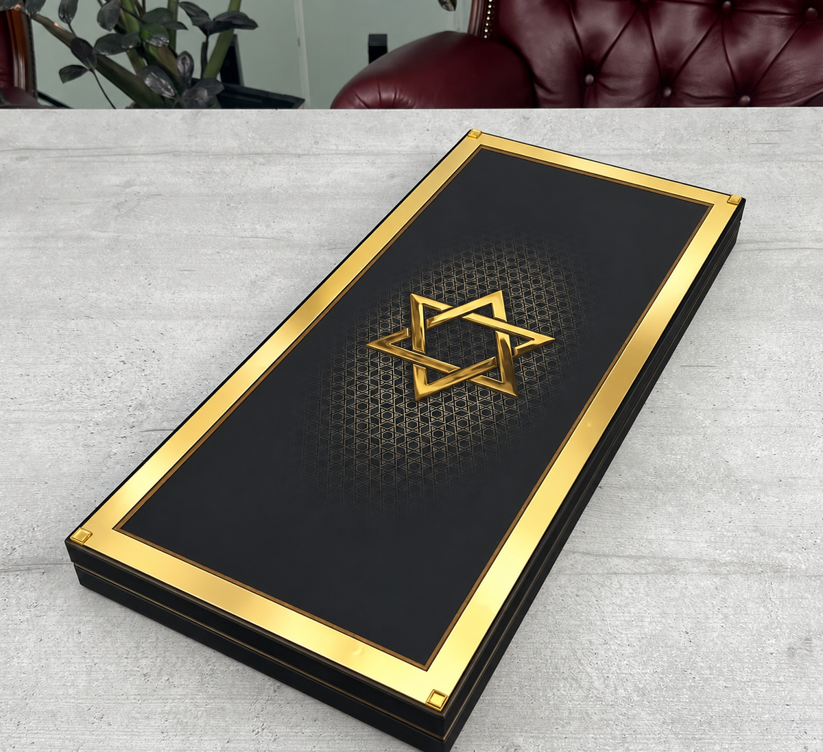Star of David Gold Metal Backgammon Set – 25"