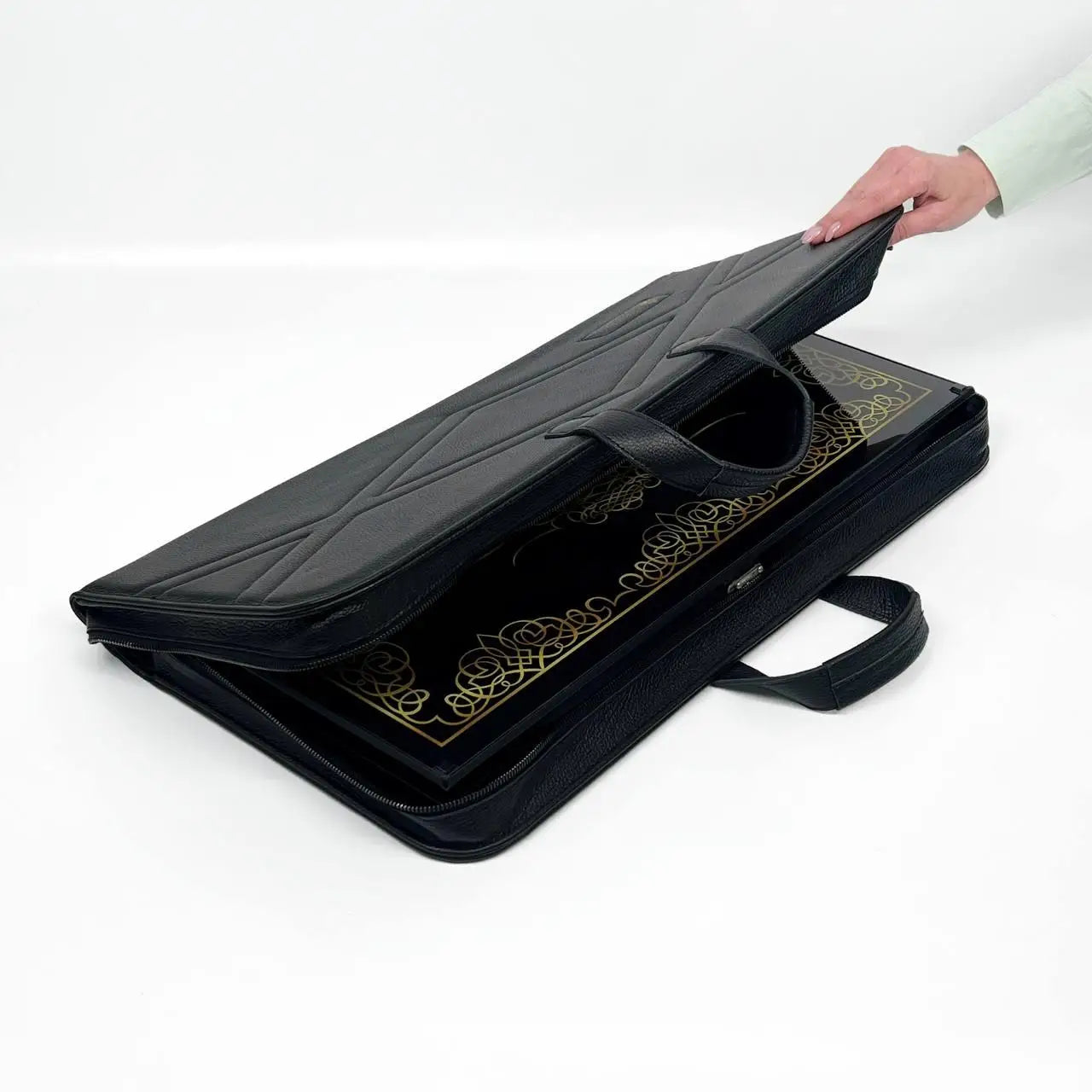 Leather storage case for backgammon/chess set 60*30cm. Personalization is available.