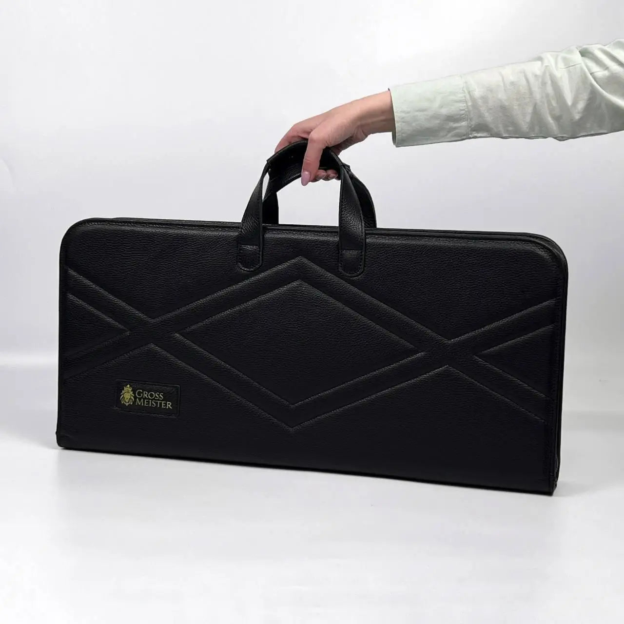 Leather storage case for backgammon/chess set 60*30cm. Personalization is available.