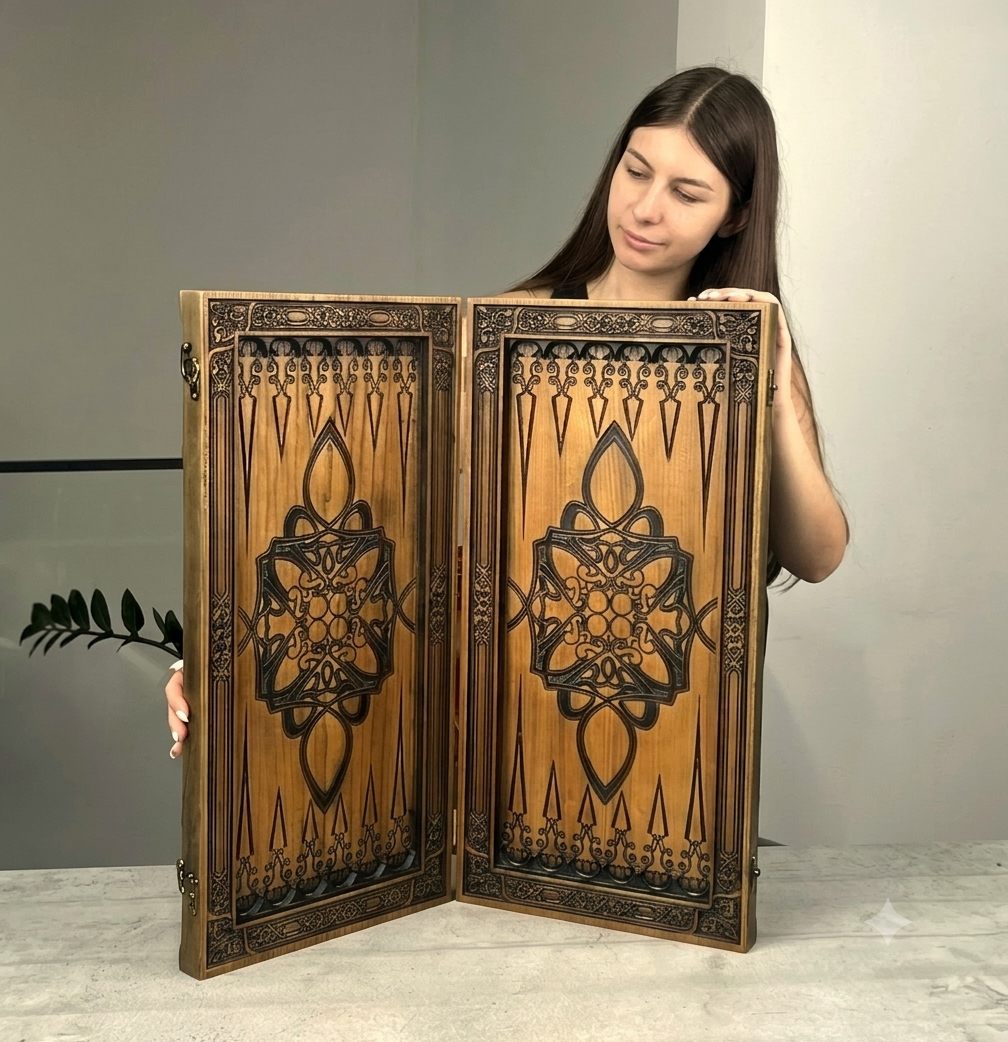Holz-Backgammon „Drache“, 64×31×8cm, Art. 190169 