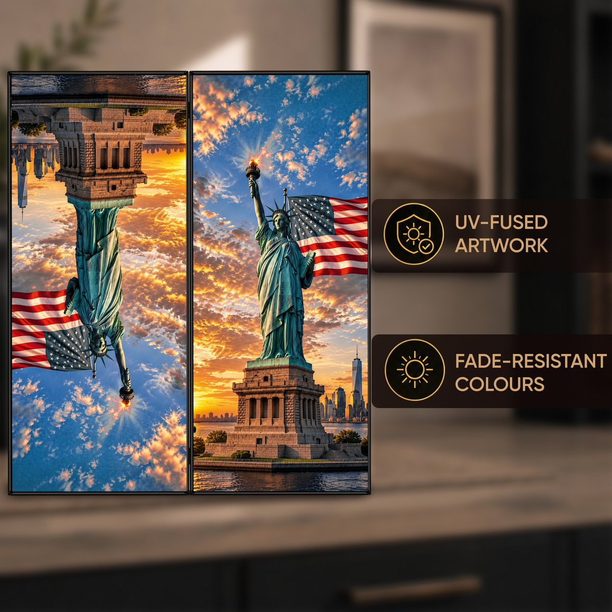 Statue of Liberty Glass Backgammon Set – Luxury New York Edition, Large 24"