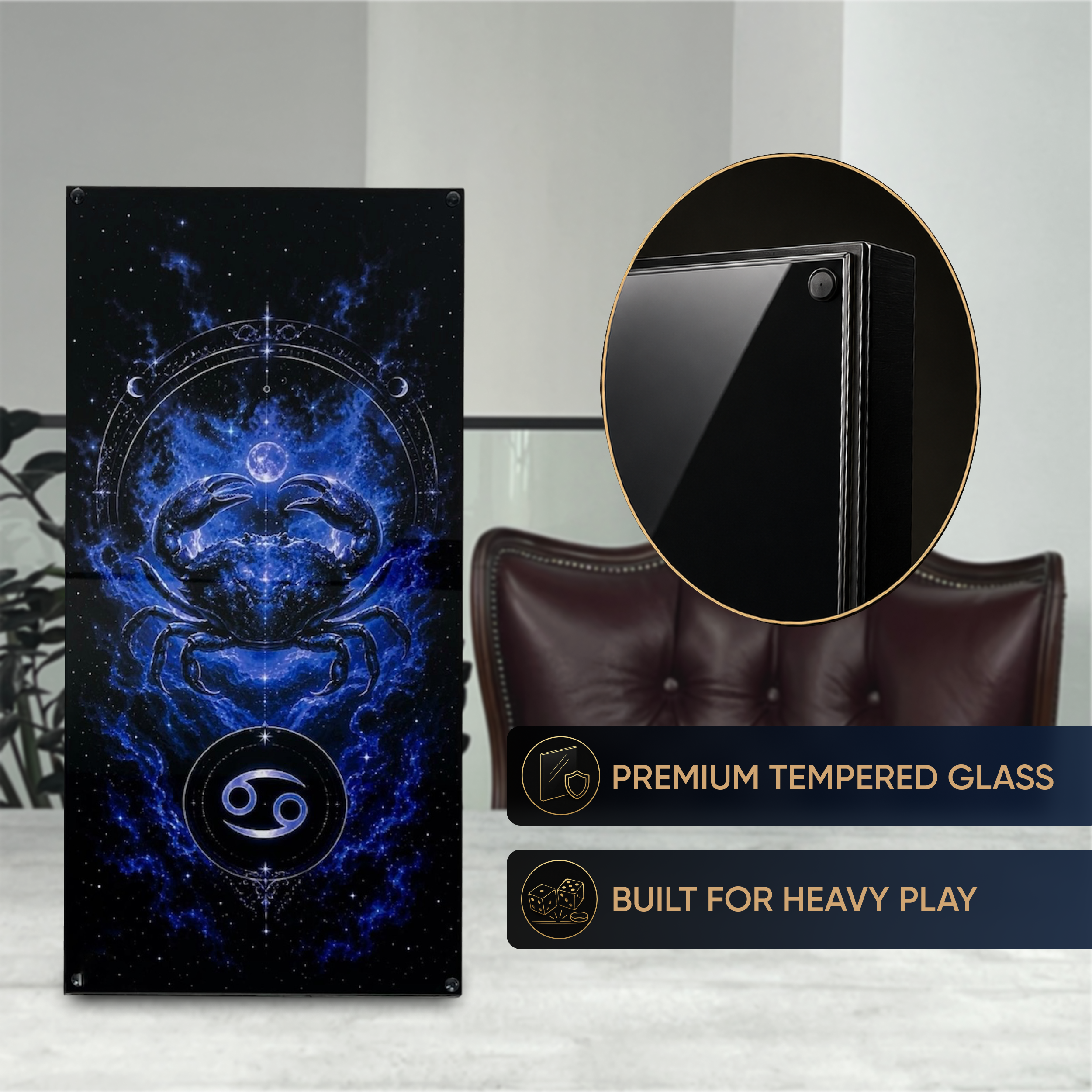 Cosmic Dragon Collection Glass & Wood Backgammon Set