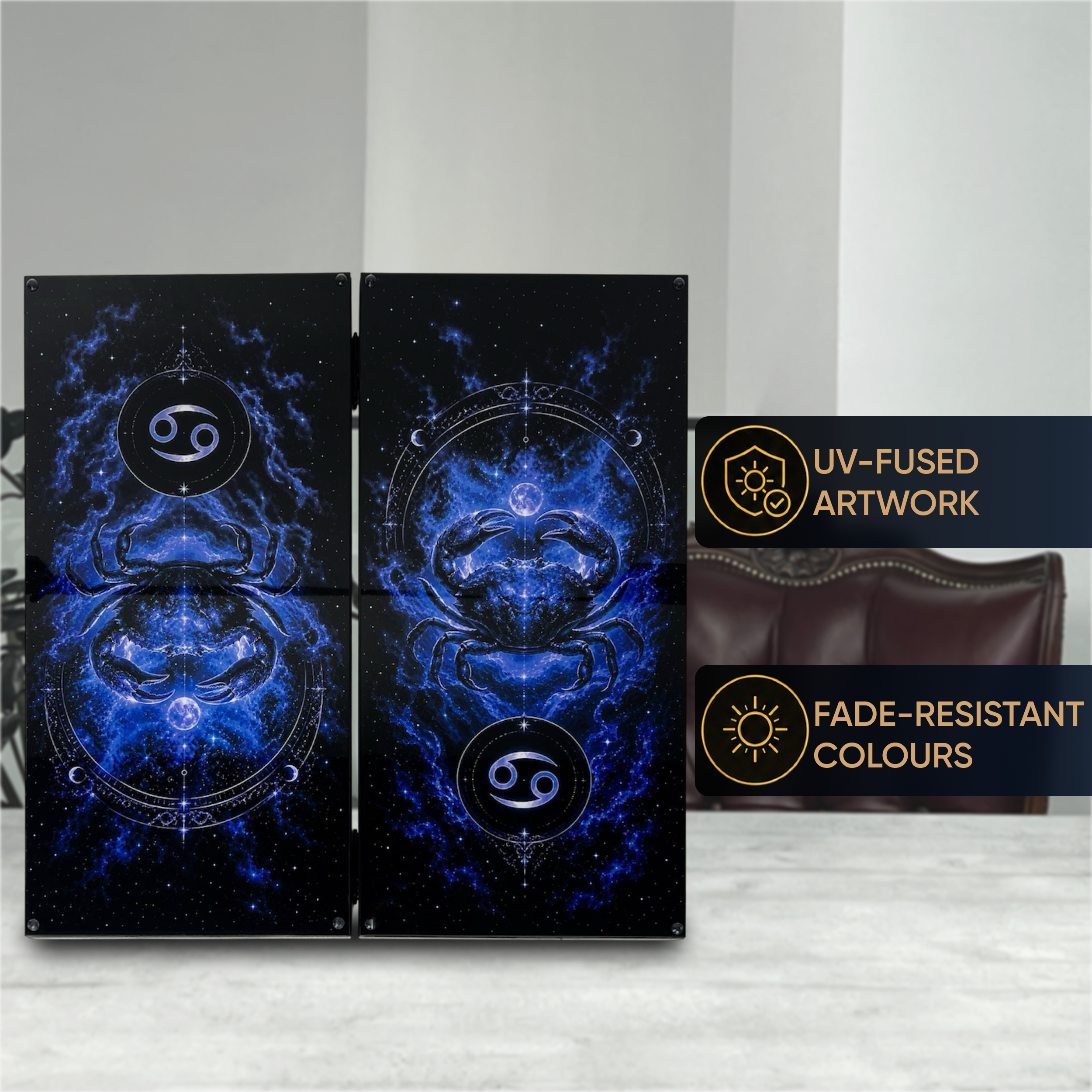 Cosmic Dragon Collection Glass & Wood Backgammon Set