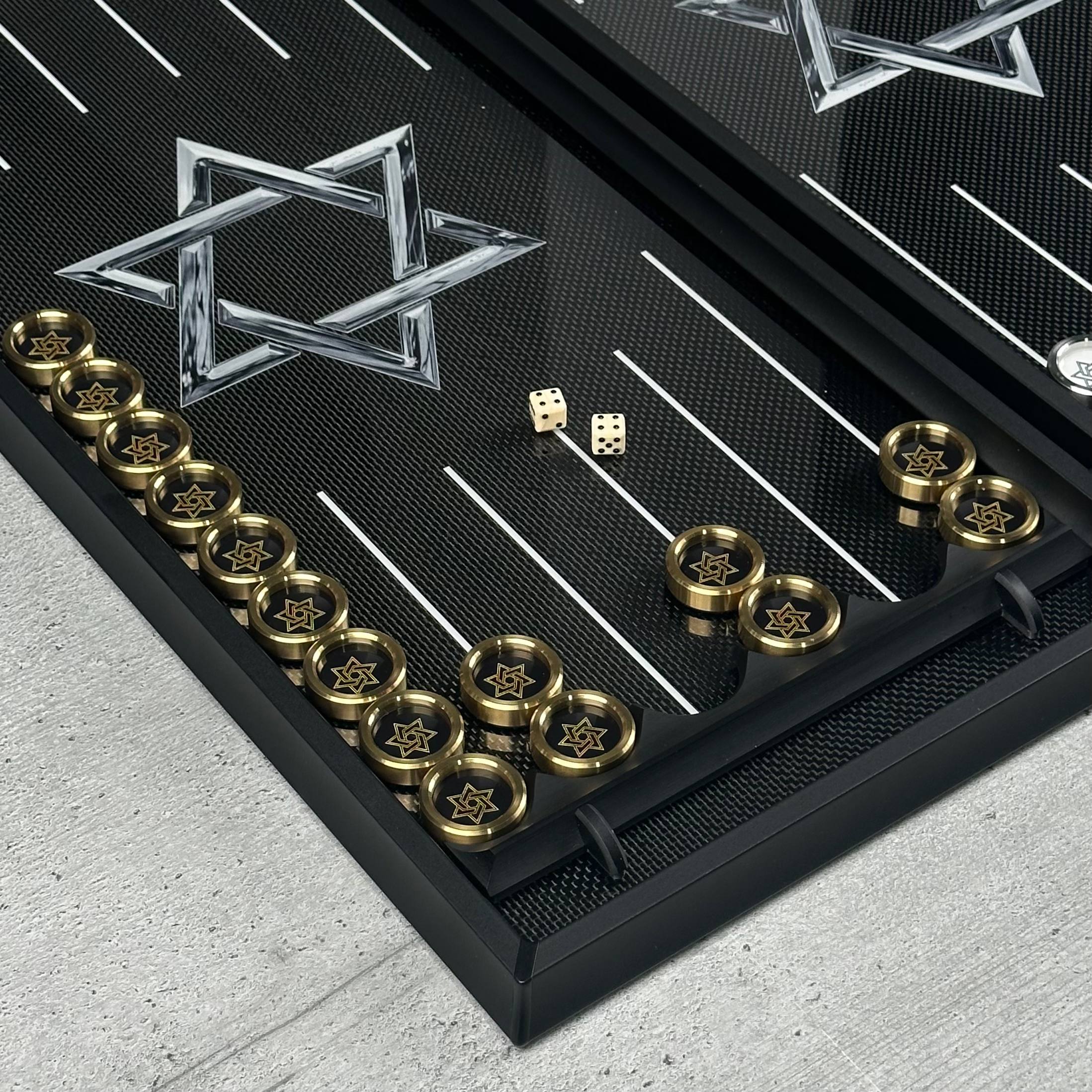 Star of David Premium Carbon Aluminum Frame Backgammon Set – Large 24”