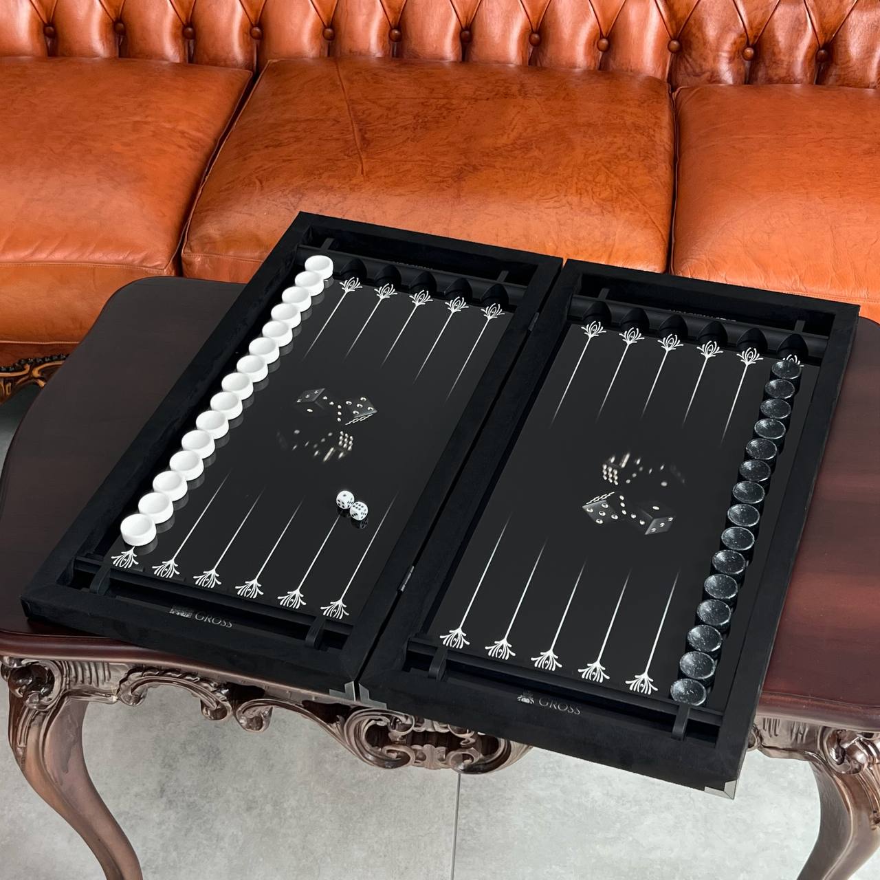 Luxury Checker Edition Metal Carbon Backgammon Set – Large 24”