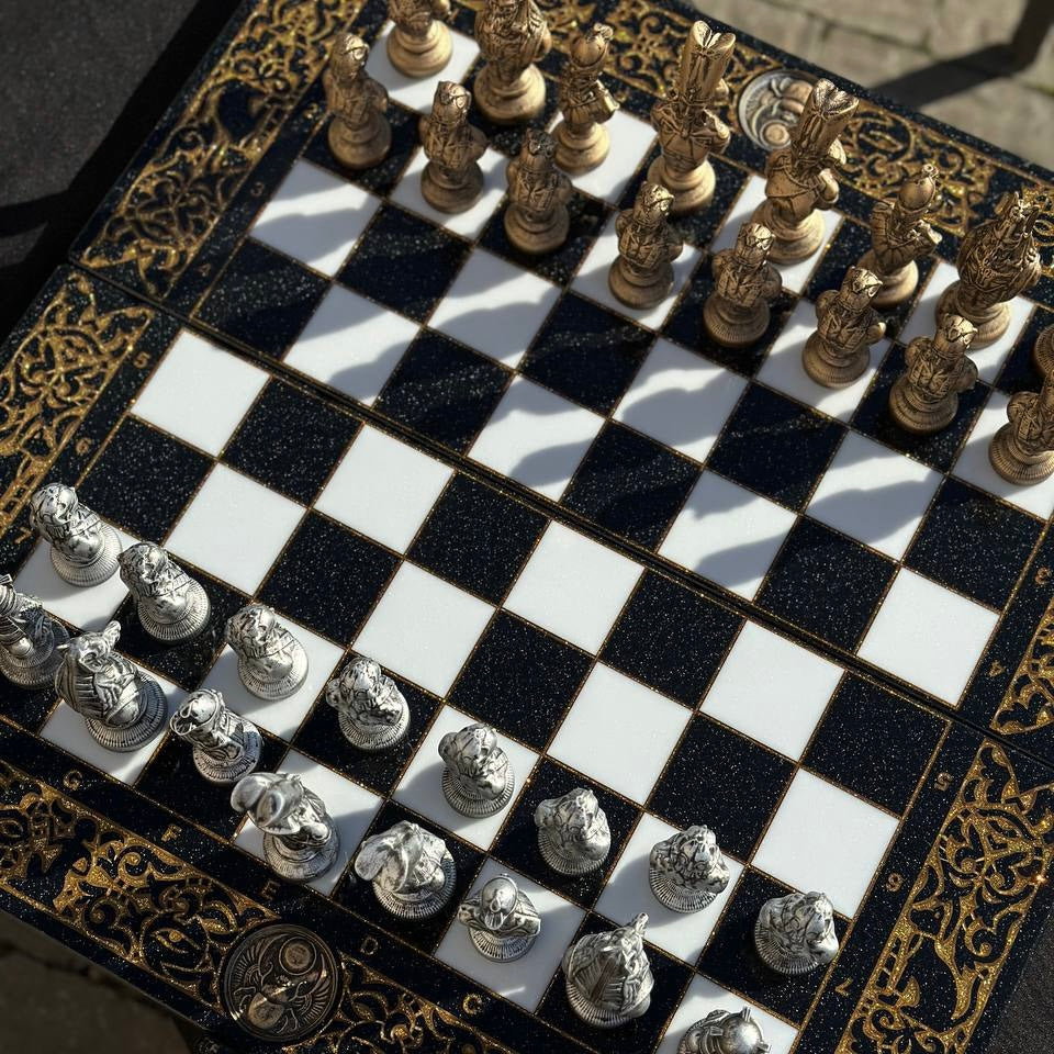 Egyptian Collection Stone Chess Set with Storage Case – Large 23”
