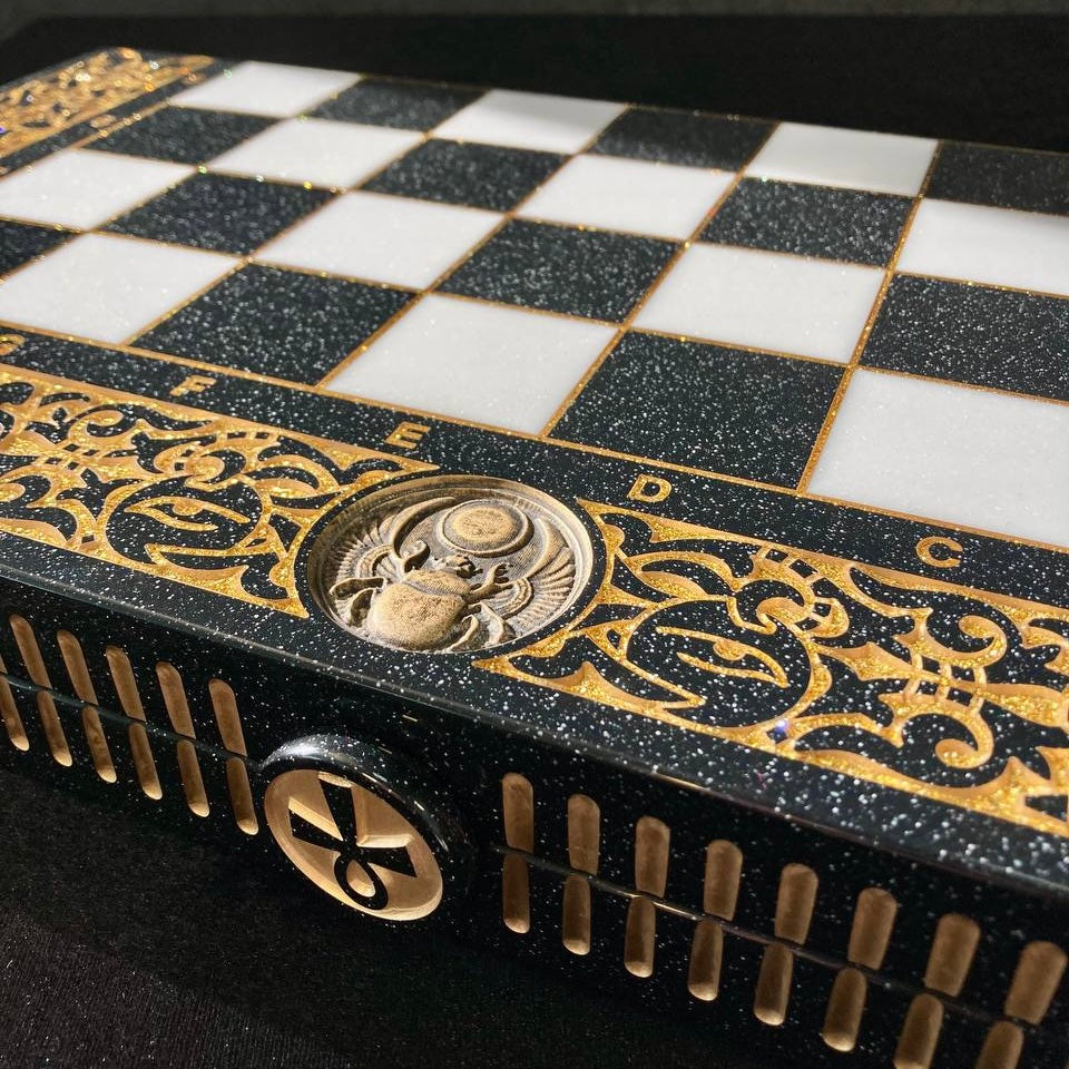 Egyptian Collection Stone Chess Set with Storage Case – Large 23”