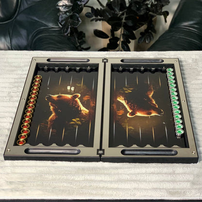 Anspruchsvolles Metall-Backgammon mit gehärtetem Glas – Exklusives Design, individuell anpassbar und als Geschenk geeignet