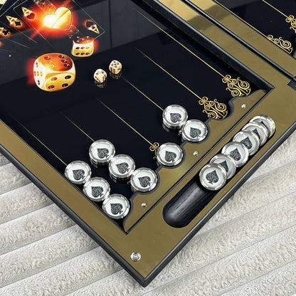 Premium Metal Backgammon with Tempered Glass - Luxury Gift Edition