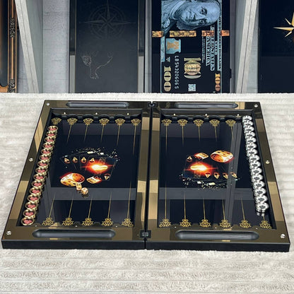 Premium Metal Backgammon with Tempered Glass - Luxury Gift Edition