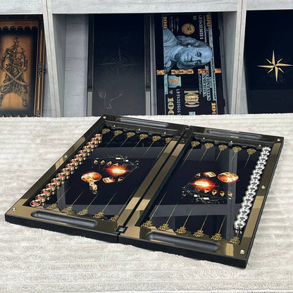 Premium Metal Backgammon with Tempered Glass - Luxury Gift Edition