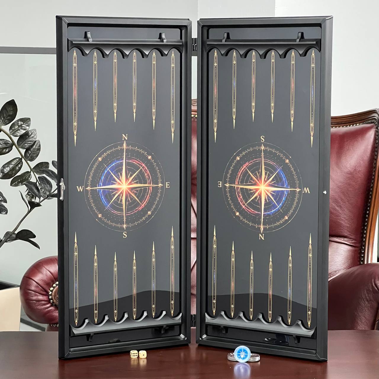 Superbe backgammon en verre « Lion » – 61 × 27 cm, réf. 250058. Personnalisé. Prêt à offrir | Livraison gratuite dans le monde entier.