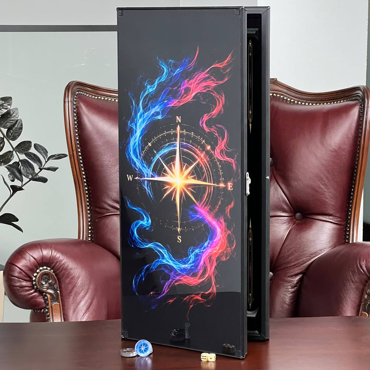 Superbe backgammon en verre « Lion » – 61 × 27 cm, réf. 250058. Personnalisé. Prêt à offrir | Livraison gratuite dans le monde entier.