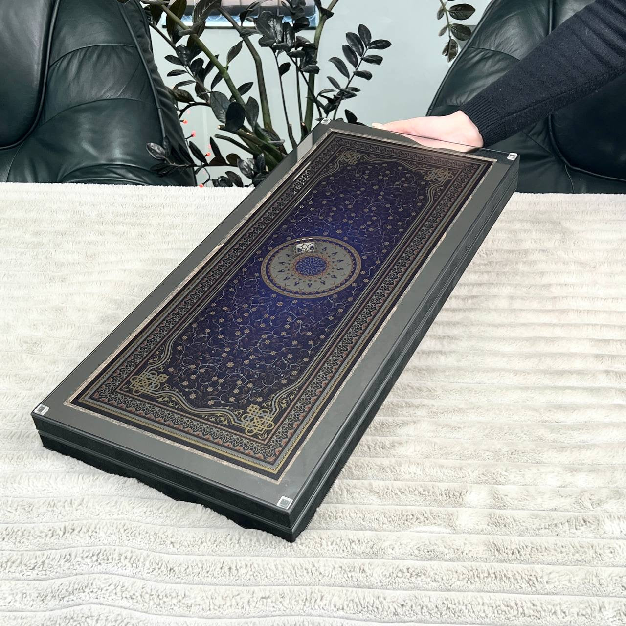 Backgammon de luxe en métal avec verre trempé - Design exclusif, fait à la main, personnalisable