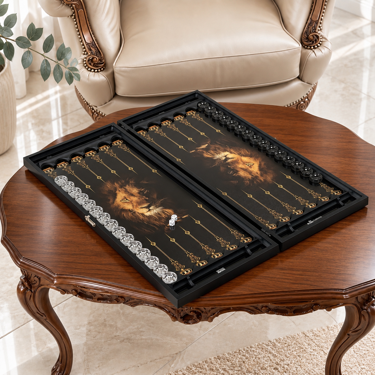 Jeu de backgammon de luxe en verre et bois – Impression UV carbone, personnalisable, prêt à offrir | Livraison internationale gratuite