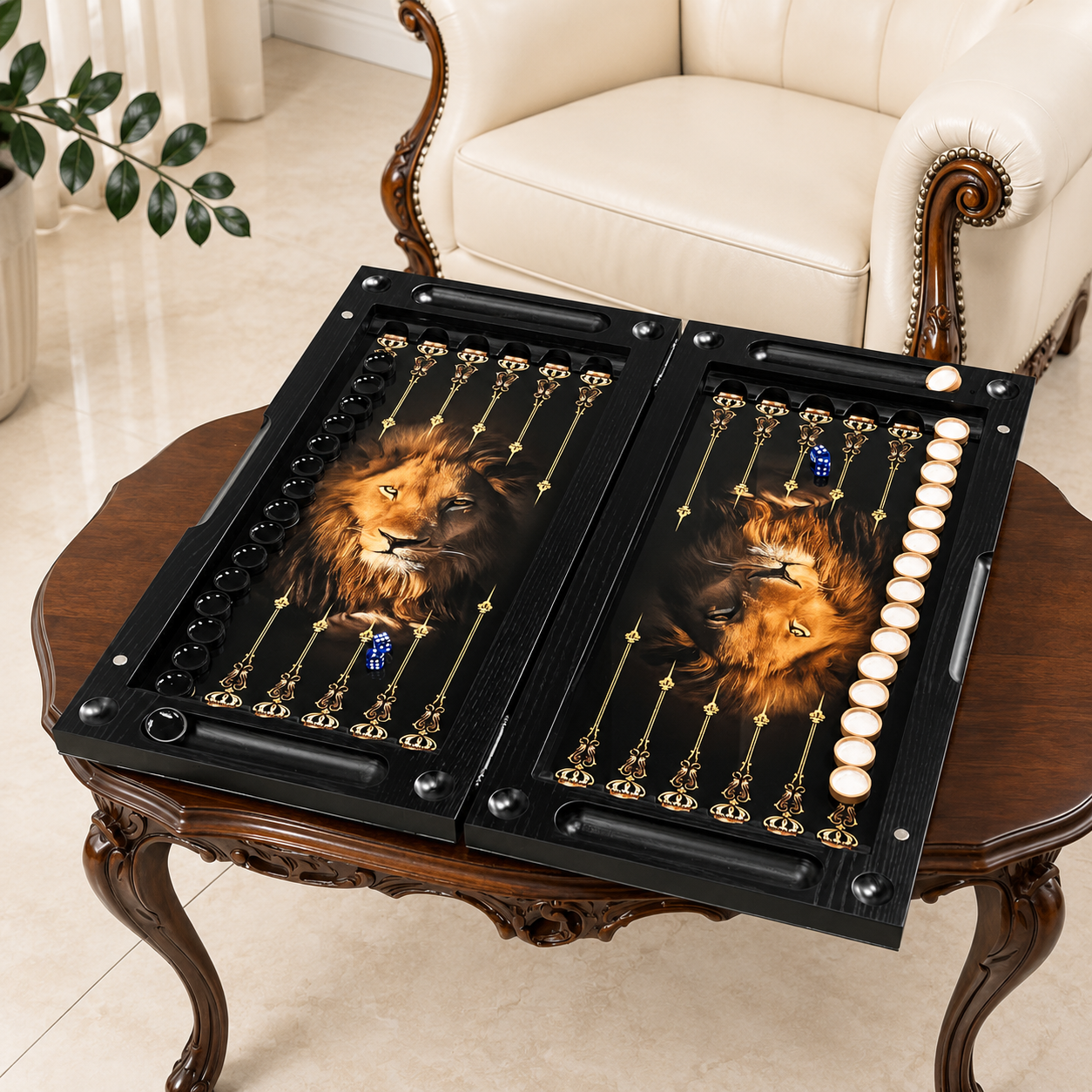 Jeu de backgammon de luxe en verre et bois – Impression UV carbone, personnalisable, prêt à offrir | Livraison internationale gratuite