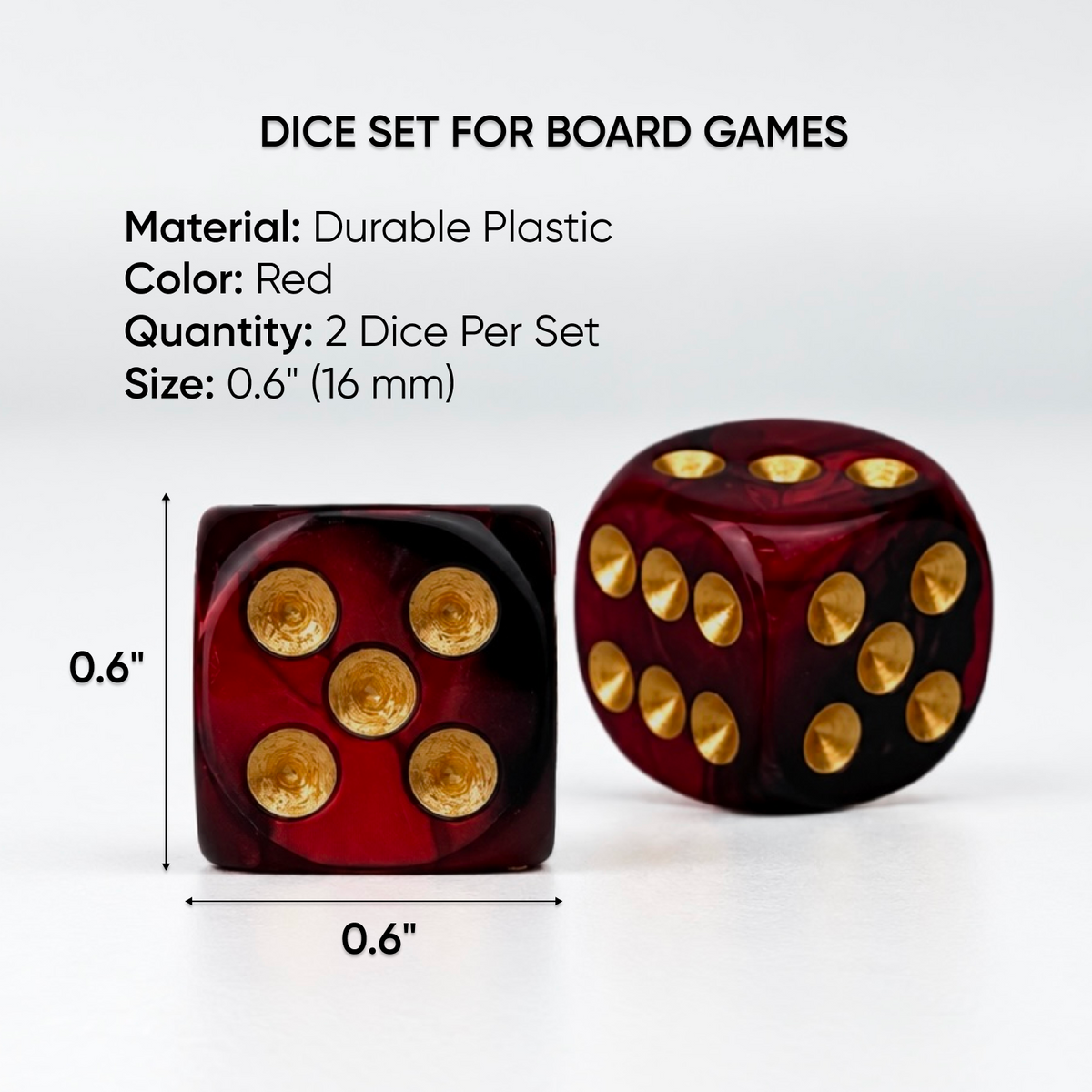 Paire de dés en plastique pour compléter votre jeu dans l'assortiment.