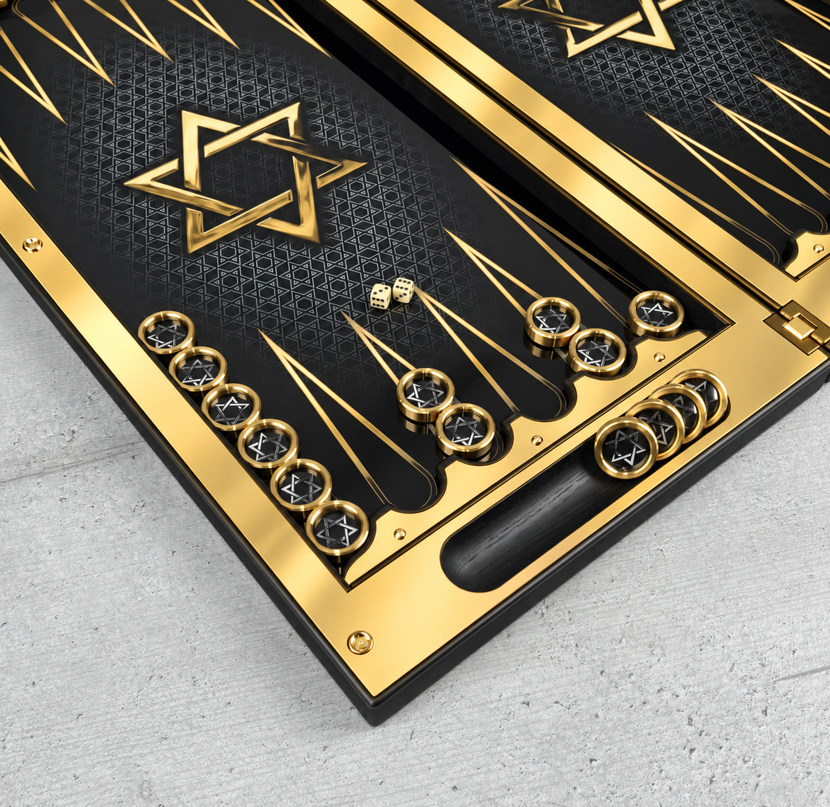 Star of David Gold Metal Backgammon Set – 25"