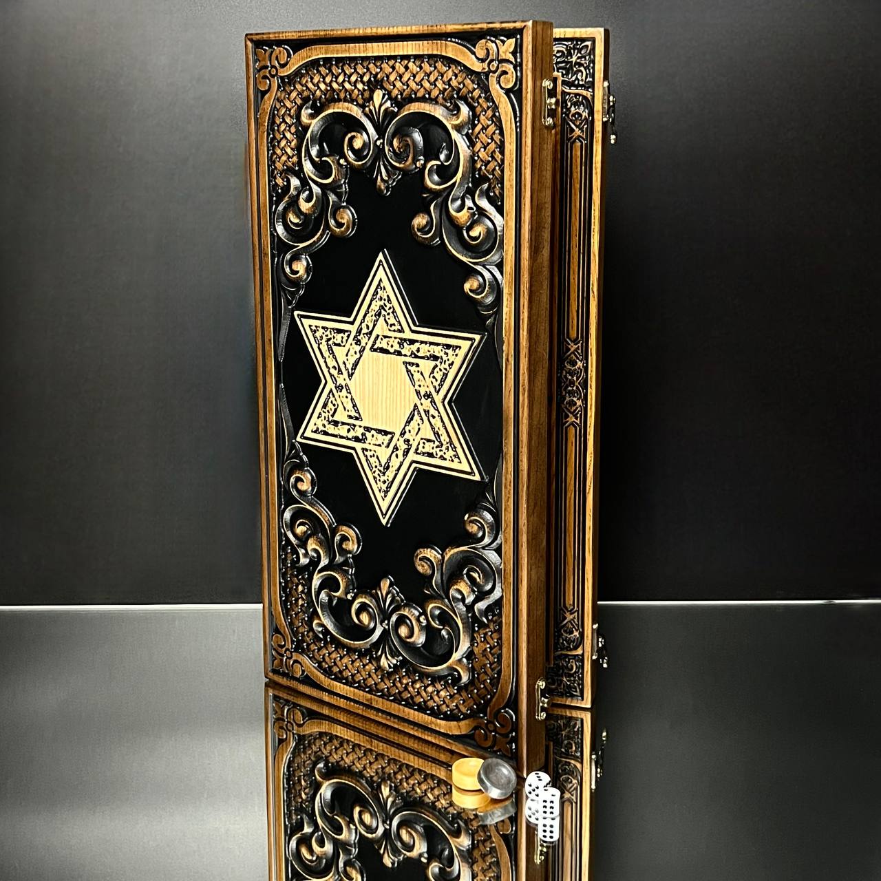 Star of David Wooden Backgammon Board – Premium Carved Edition