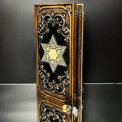 Star of David Wooden Backgammon Board – Premium Carved Edition