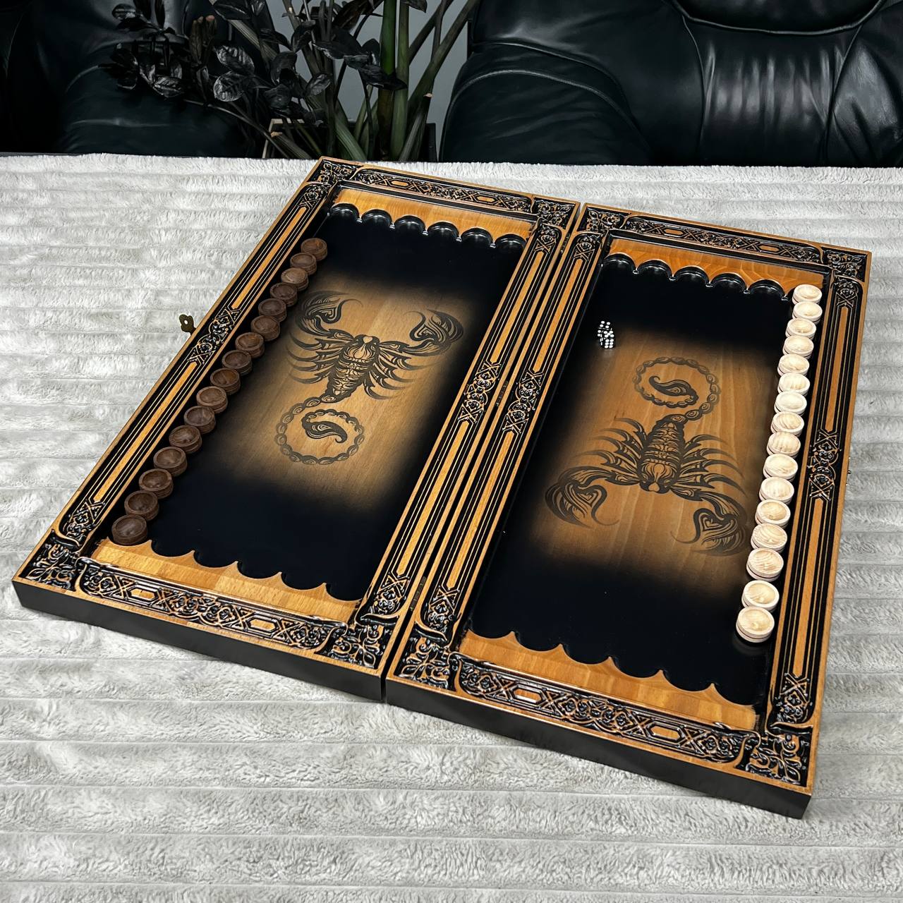 Wooden Backgammon "Scorpion" Customized and Gift-ready