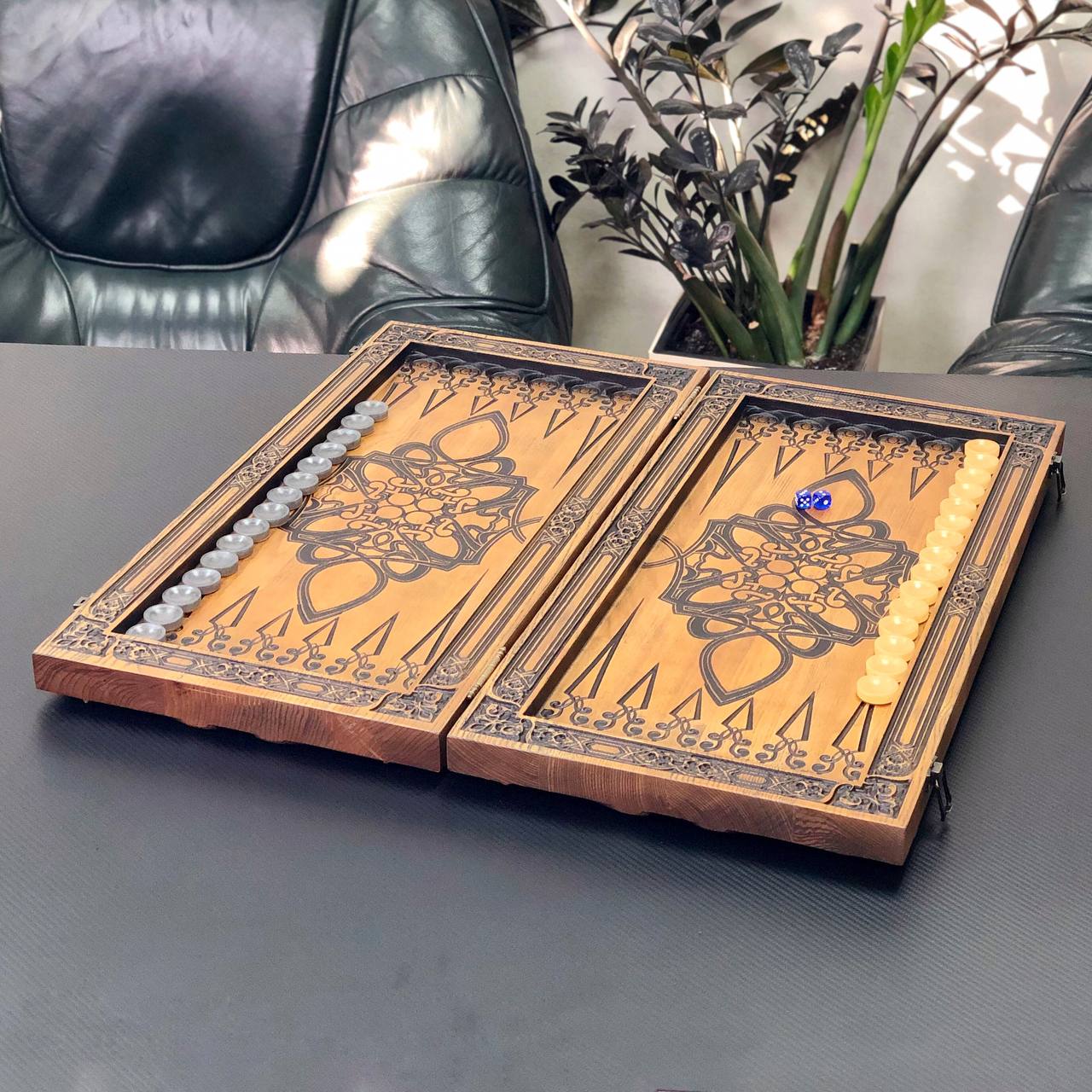 Holz-Backgammon „Drache“, 64×31×8cm, Art. 190169 